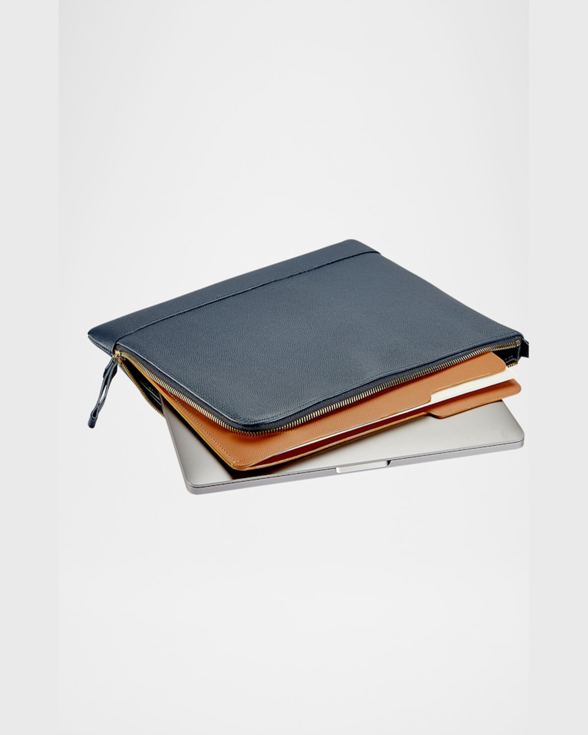 Graphic Image Men's Zip-around Leather Portfolio Case In Navy