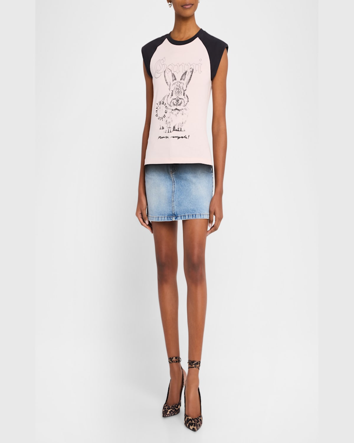 Ganni Basic Jersey Bunny Raglan T-shirt T-shirts Pink In Primrose Pink