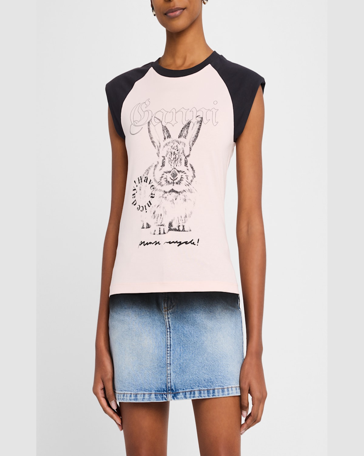 Ganni Basic Jersey Bunny Raglan T-shirt T-shirts Pink In Primrose Pink