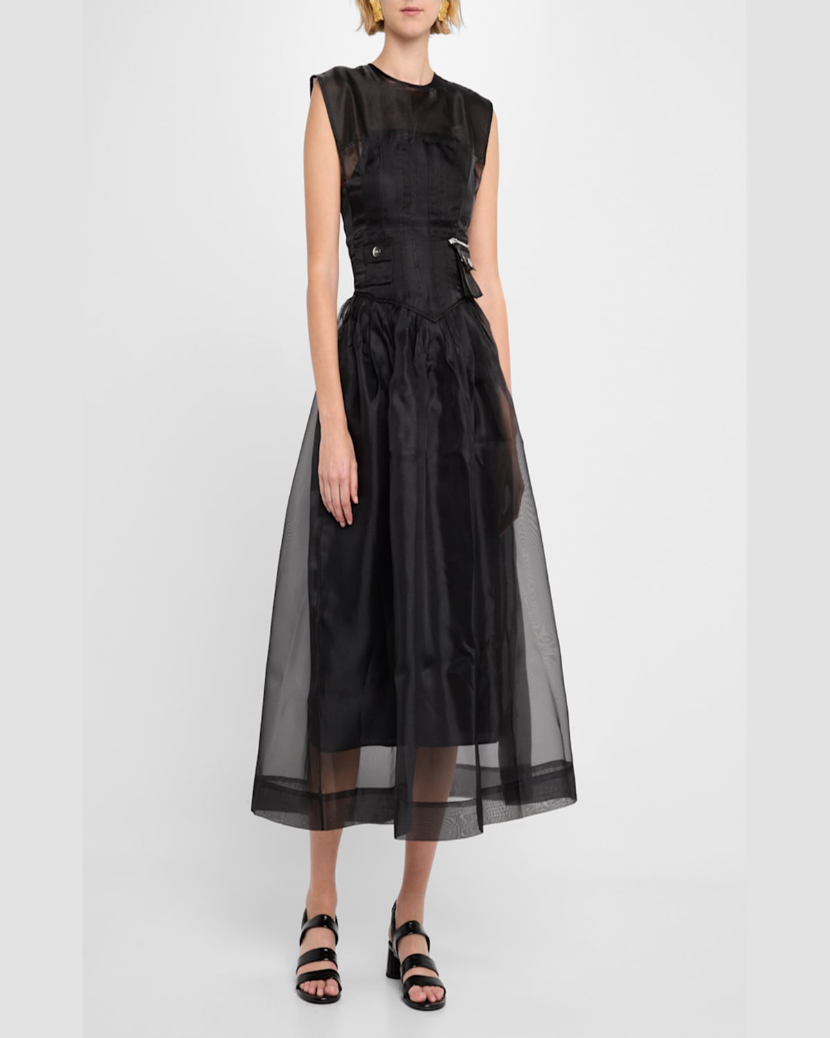 Ganni Semi-sheer Dress In Black