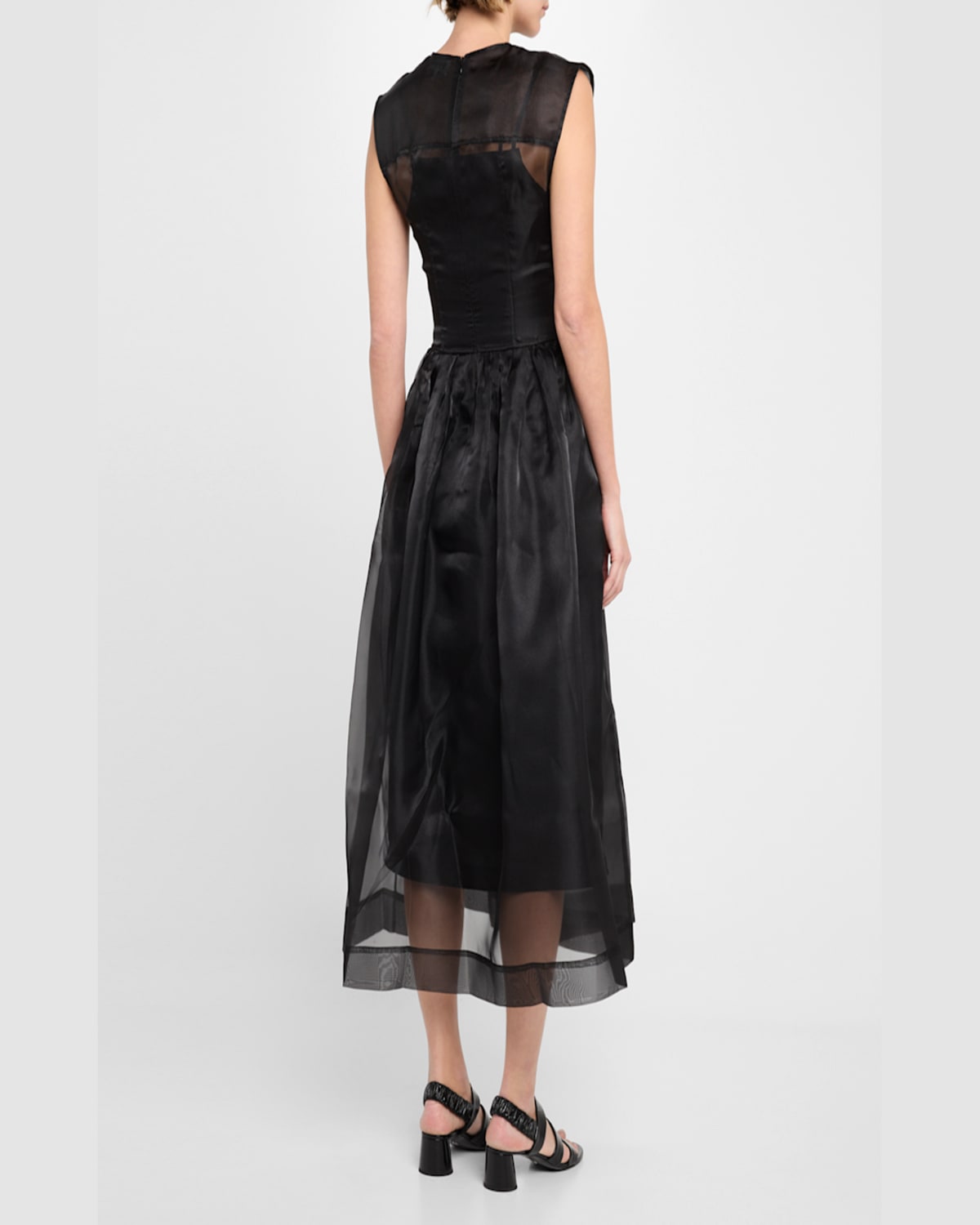 Ganni Semi-sheer Dress In Black