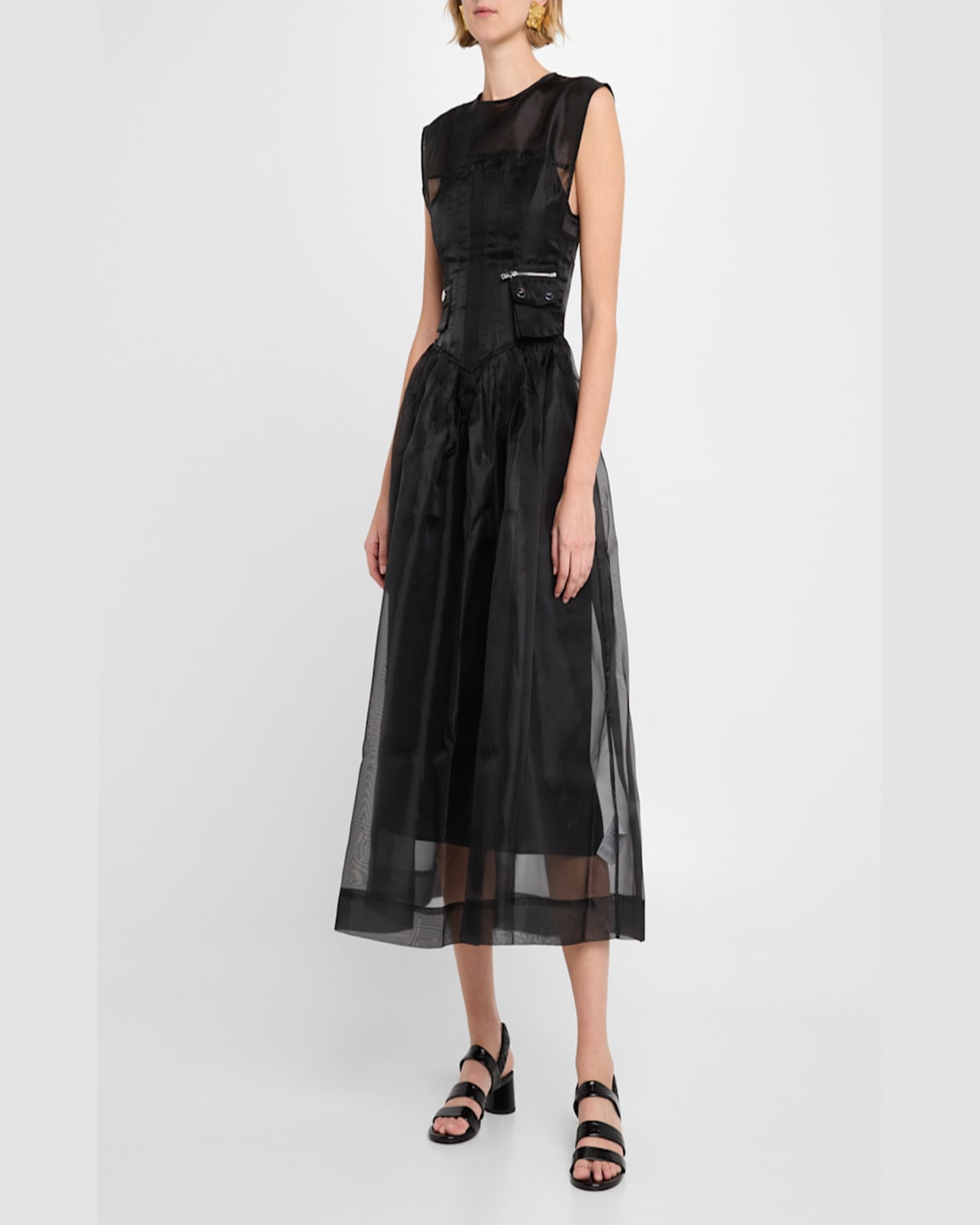 Ganni Semi-sheer Dress In Black