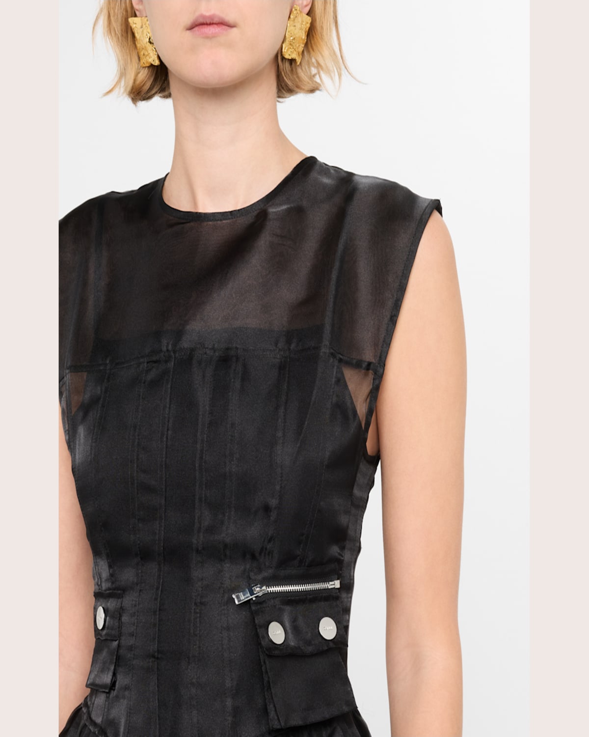 Ganni Semi-sheer Dress In Black