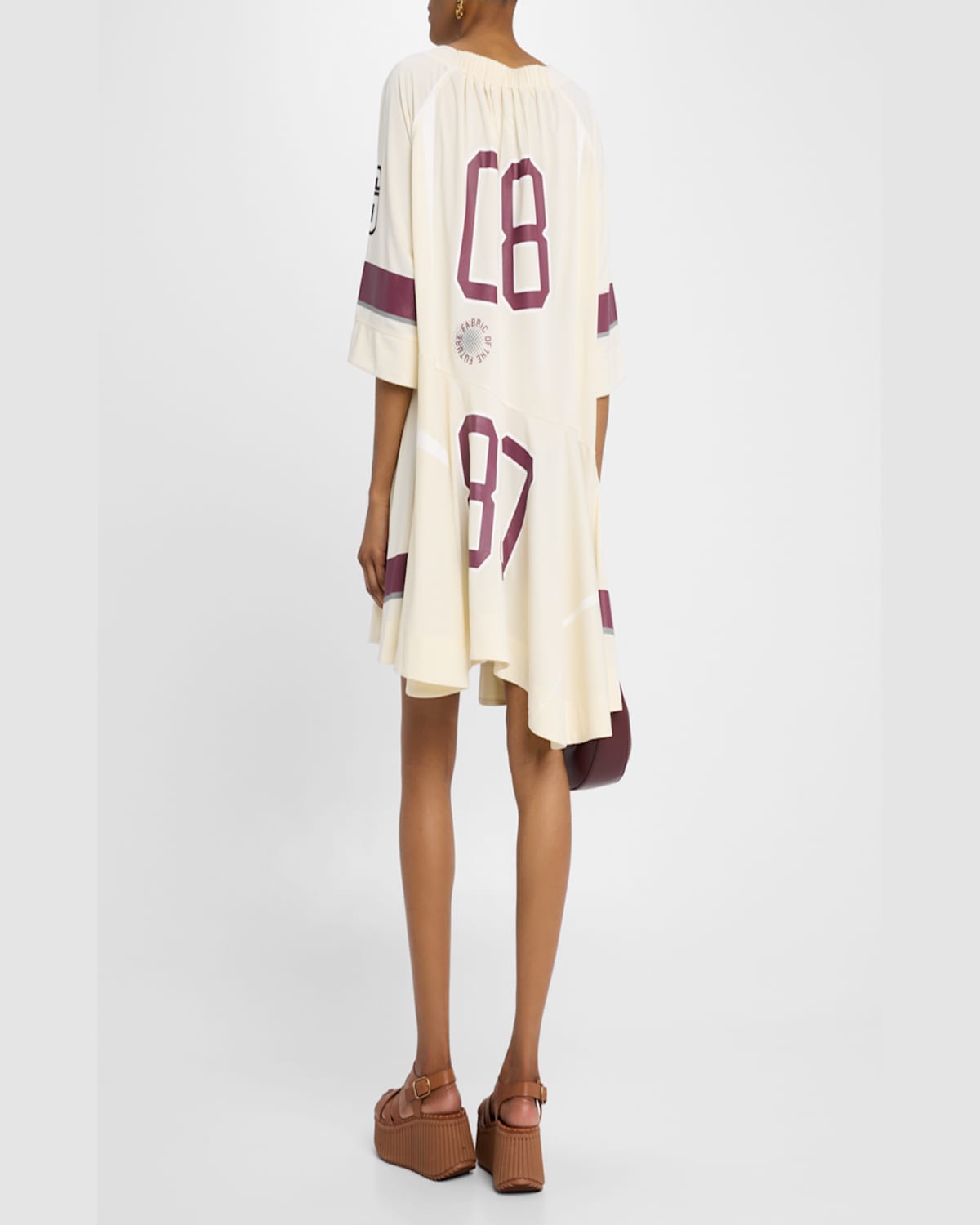 Ganni Oversized Jersey Mini Dress In Antique White