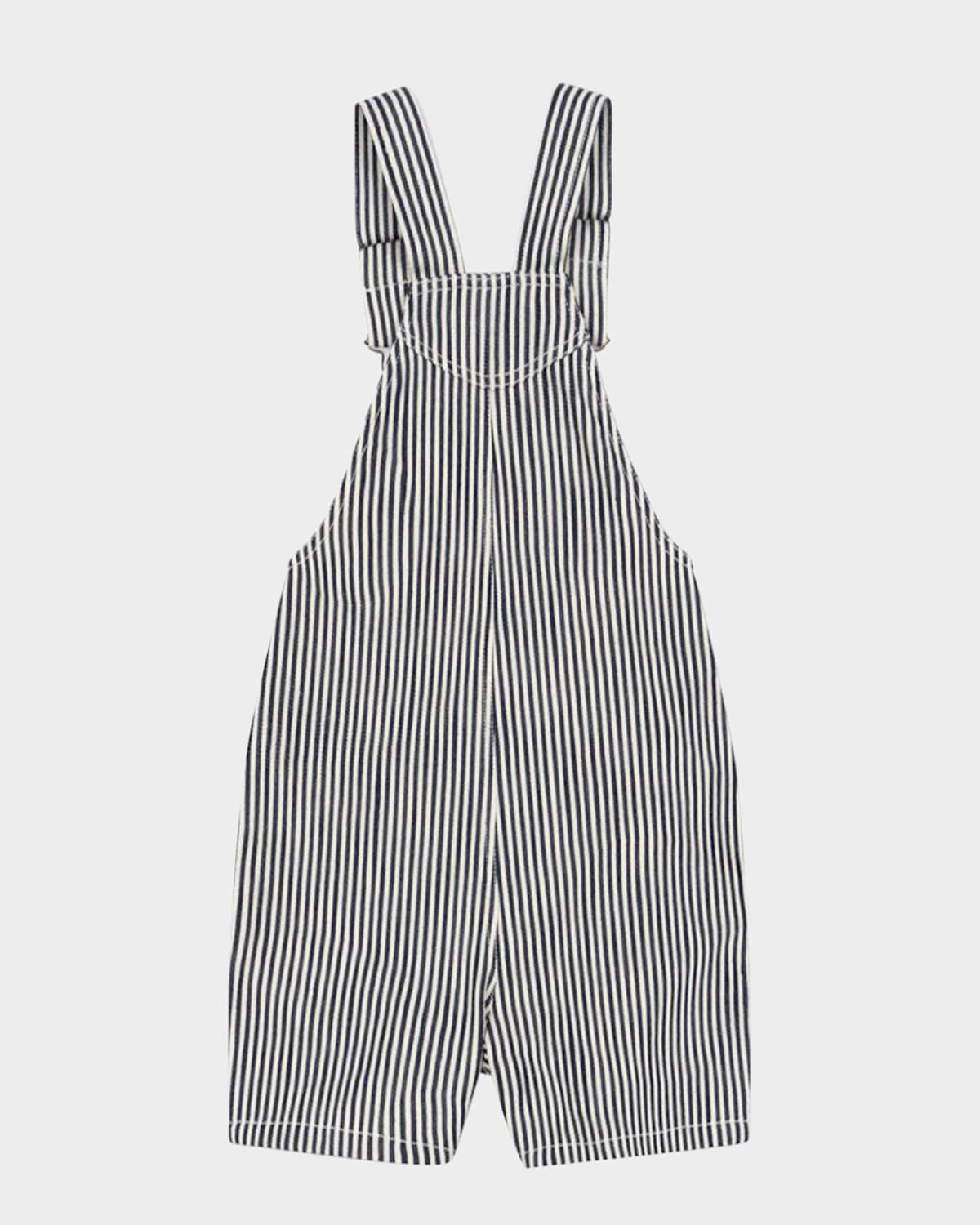 Konges Slojd Kid's Fender Striped Organic Cotton Overalls In Naval Stripe