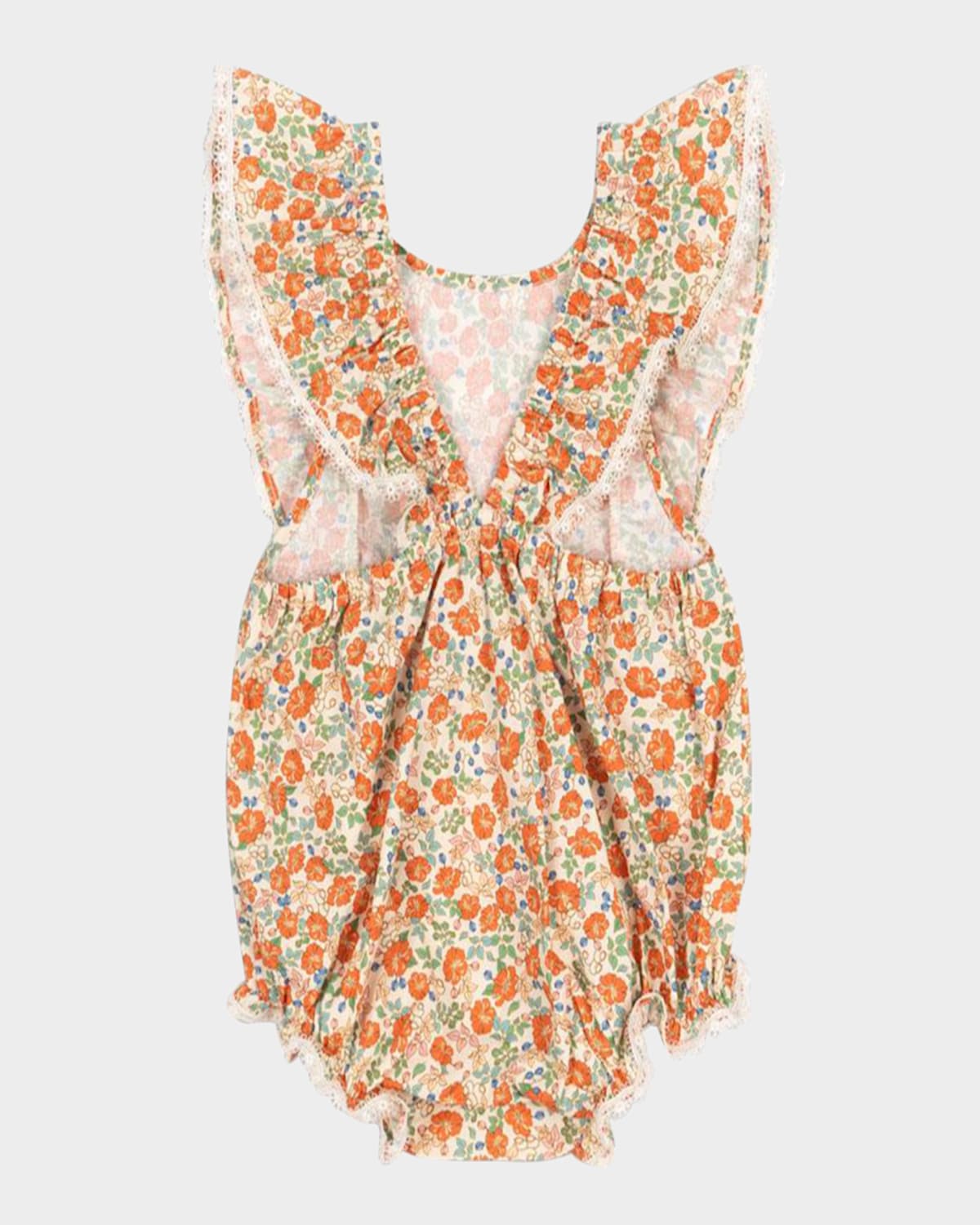 KONGES SLOJD GIRL'S VERBENA RUFFLE PRINT ROMPER 