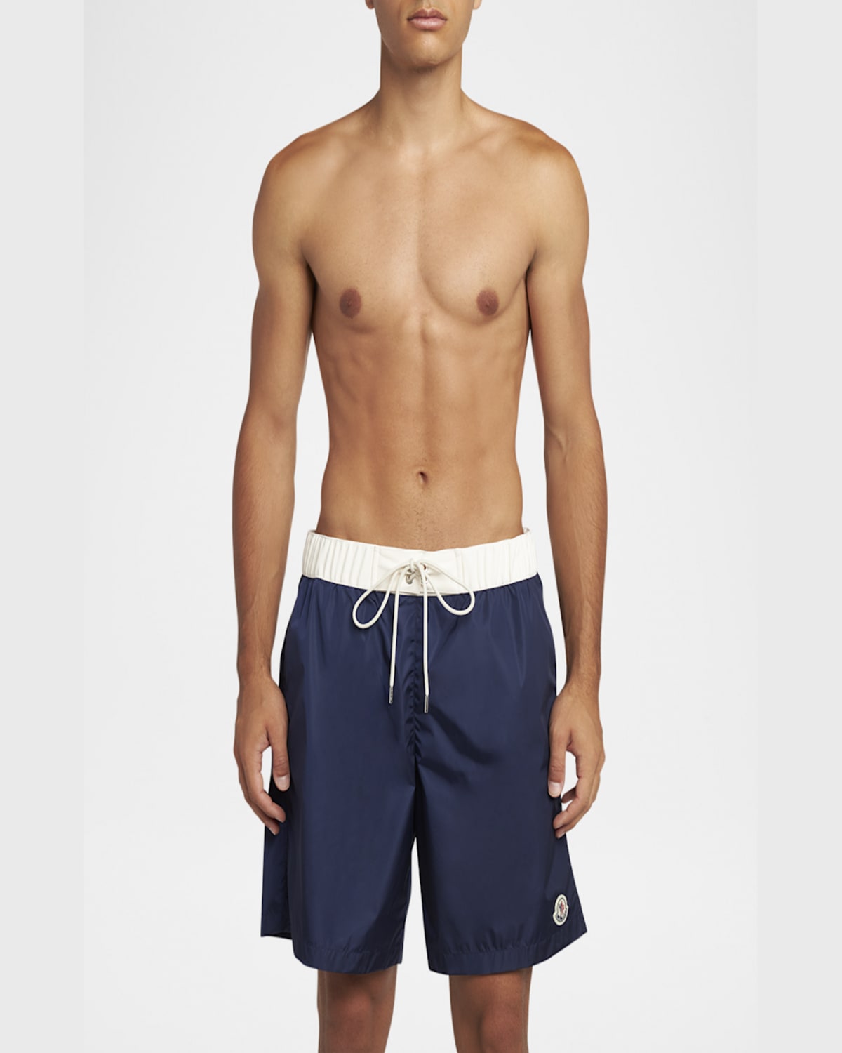 Moncler Nylon Logo Swim Shorts In Navy