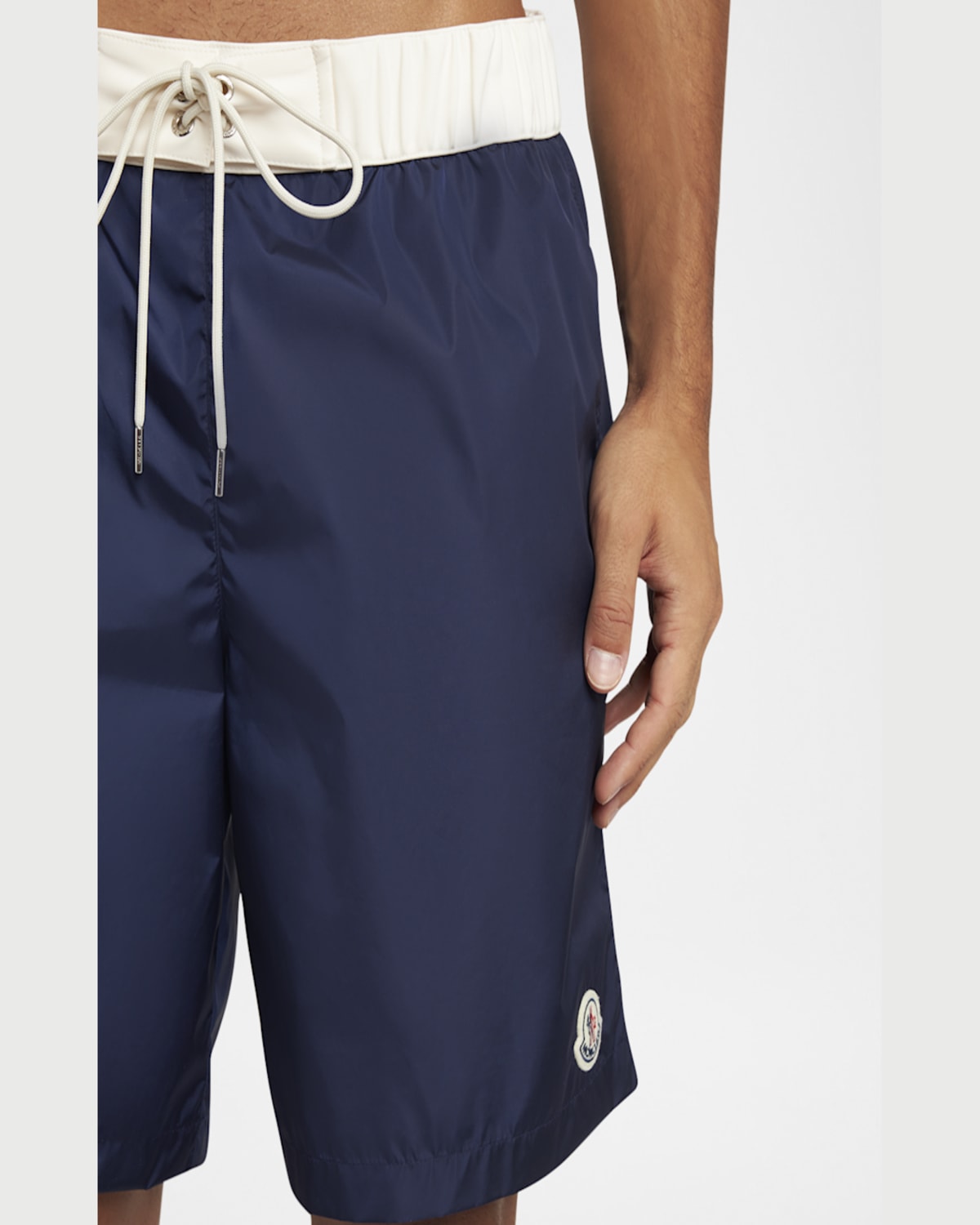 Moncler Nylon Logo Swim Shorts In Navy