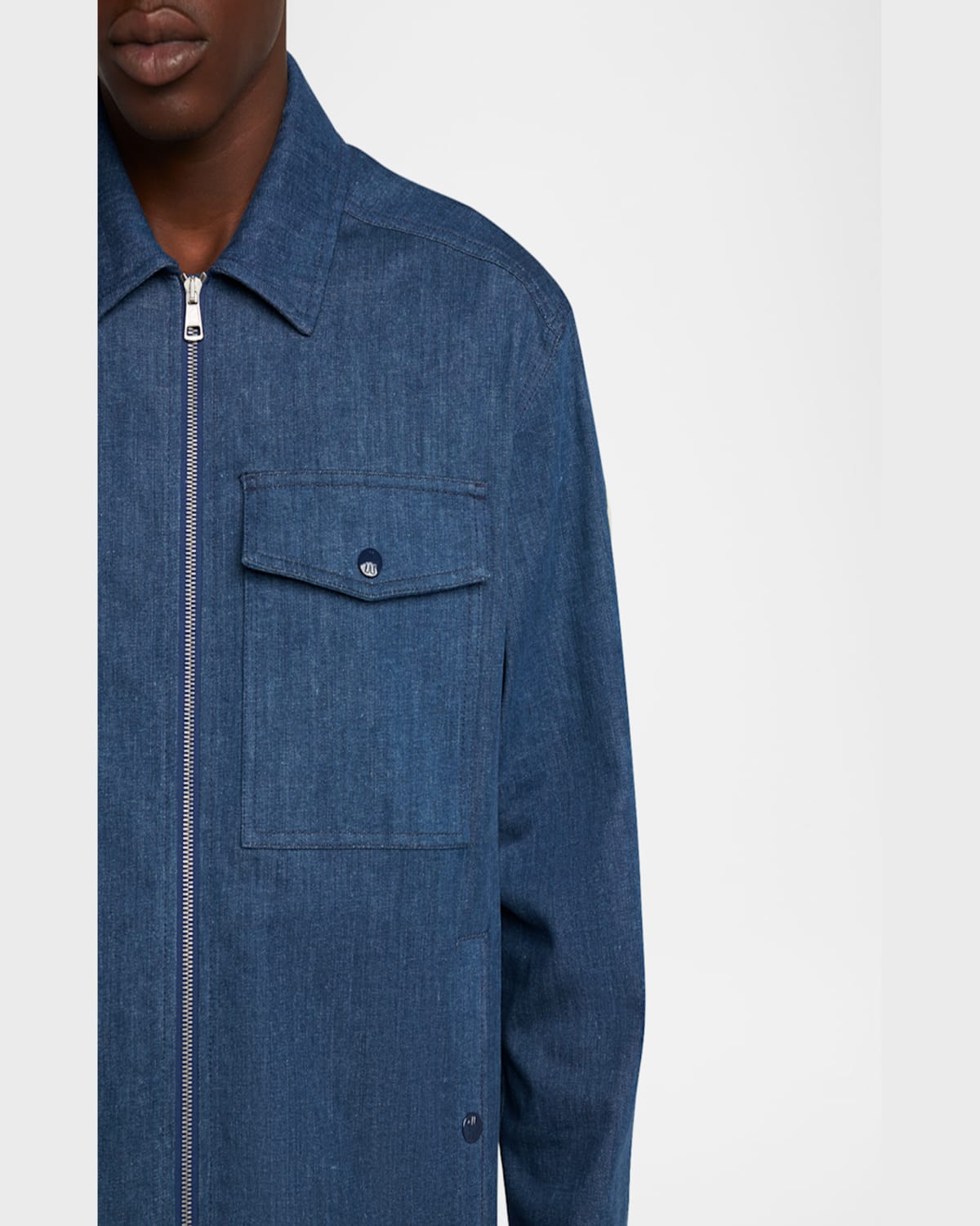 Moncler Zip-up Overshirt In Dark Blue