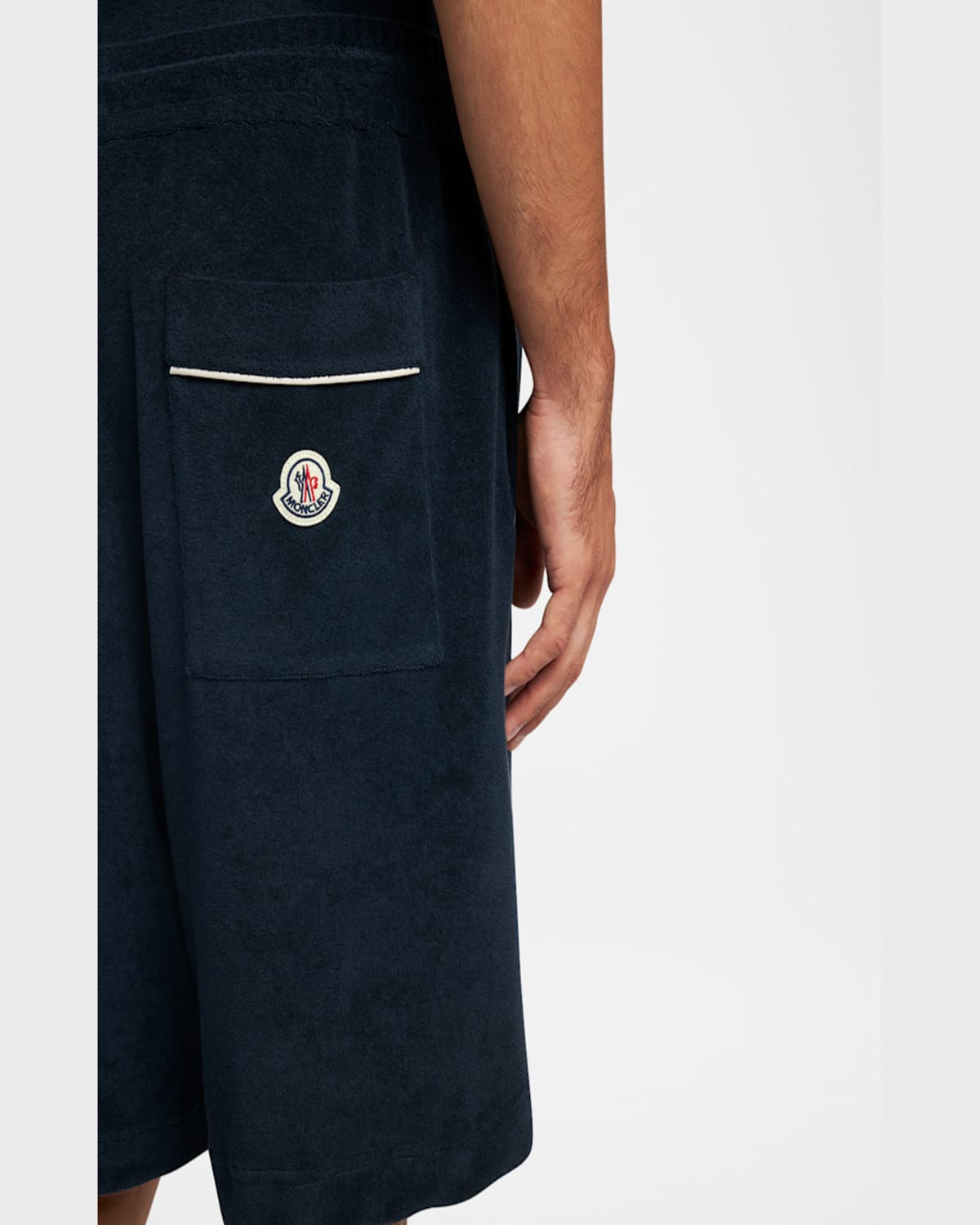 Moncler High-waisted Drawstring Shorts In Navy