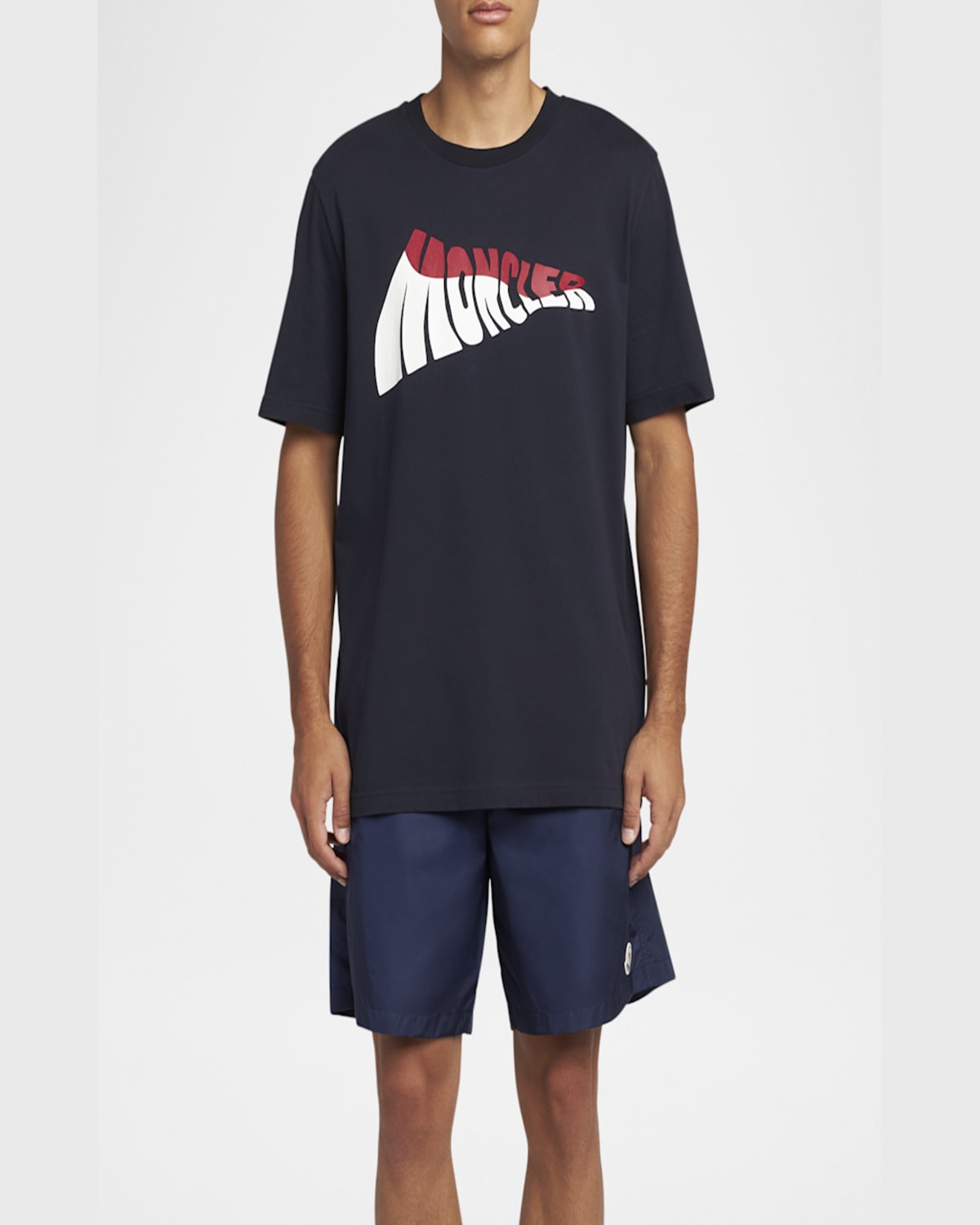 Moncler Crewneck Graphic Print Short Sleeves T-shirt In Dark Blue