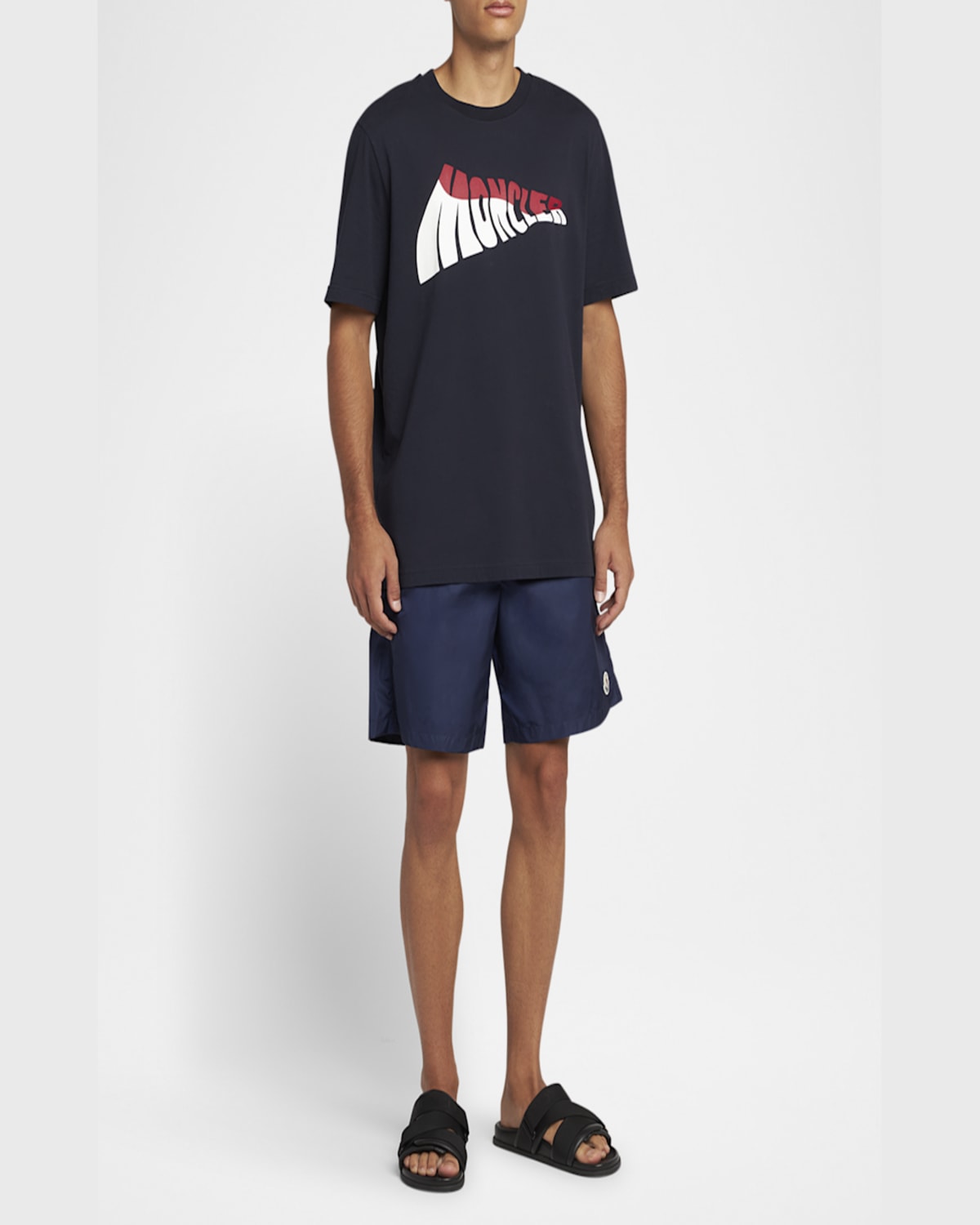 Moncler Crewneck Graphic Print Short Sleeves T-shirt In Dark Blue