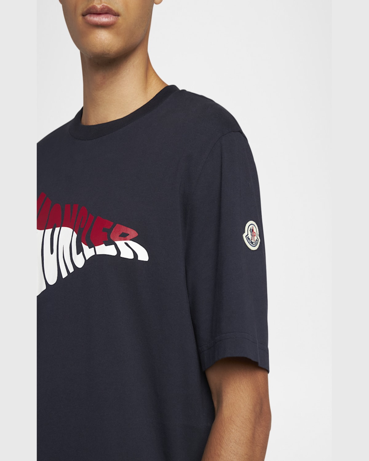 Moncler Crewneck Graphic Print Short Sleeves T-shirt In Dark Blue