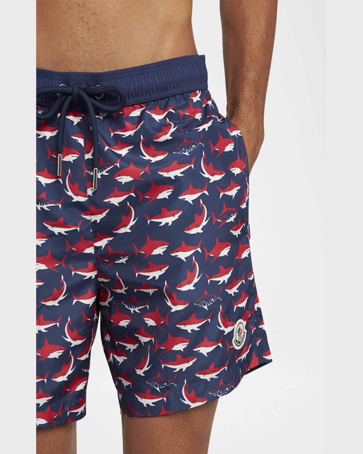Moncler Short De Bain À Imprimé Requin In Blue