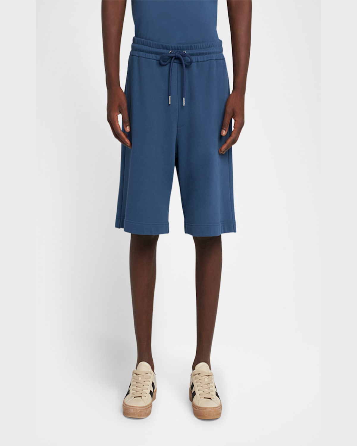 Moncler Men's Fleece Drawstring Shorts In Light Blue
