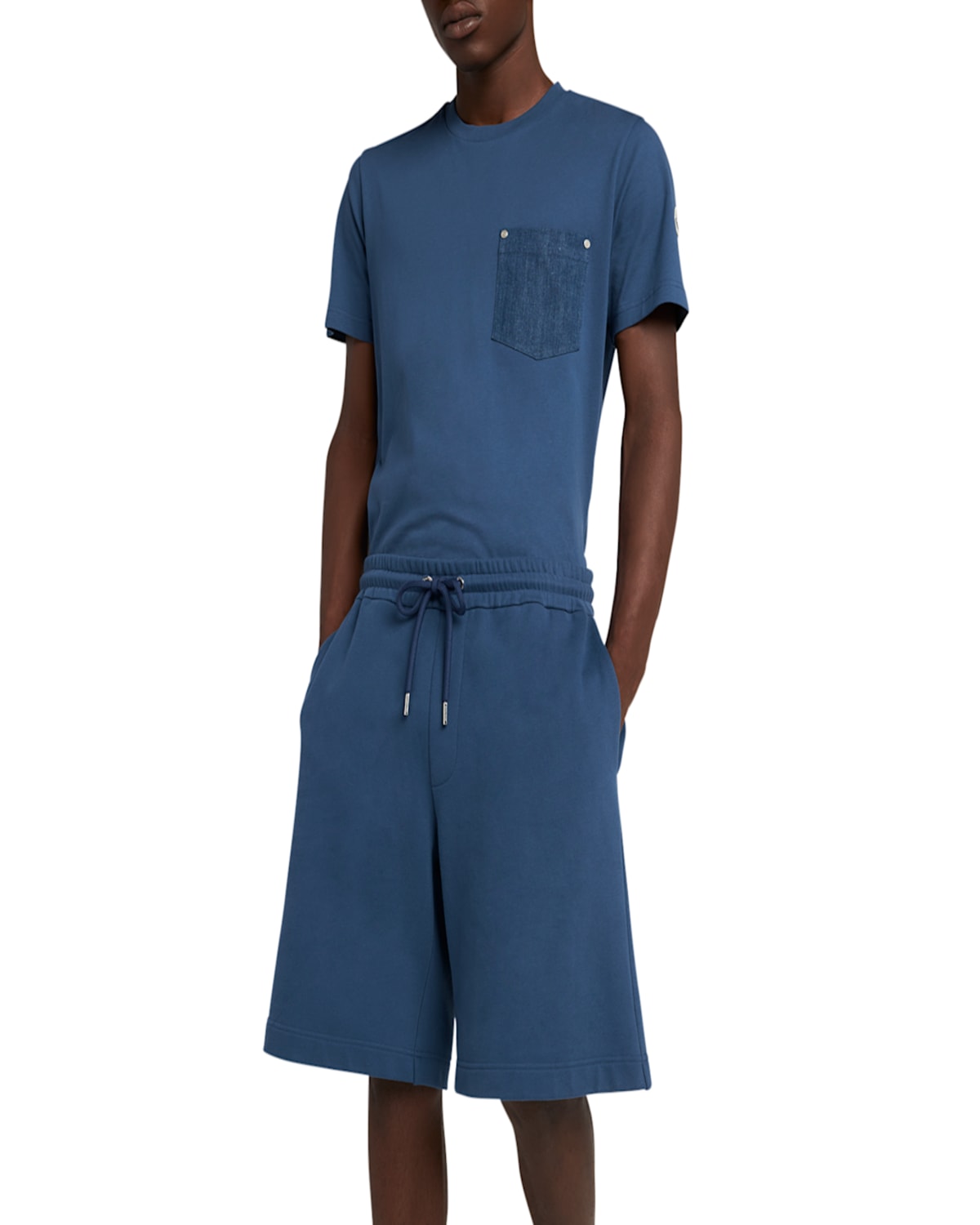Moncler Men's Fleece Drawstring Shorts In Light Blue