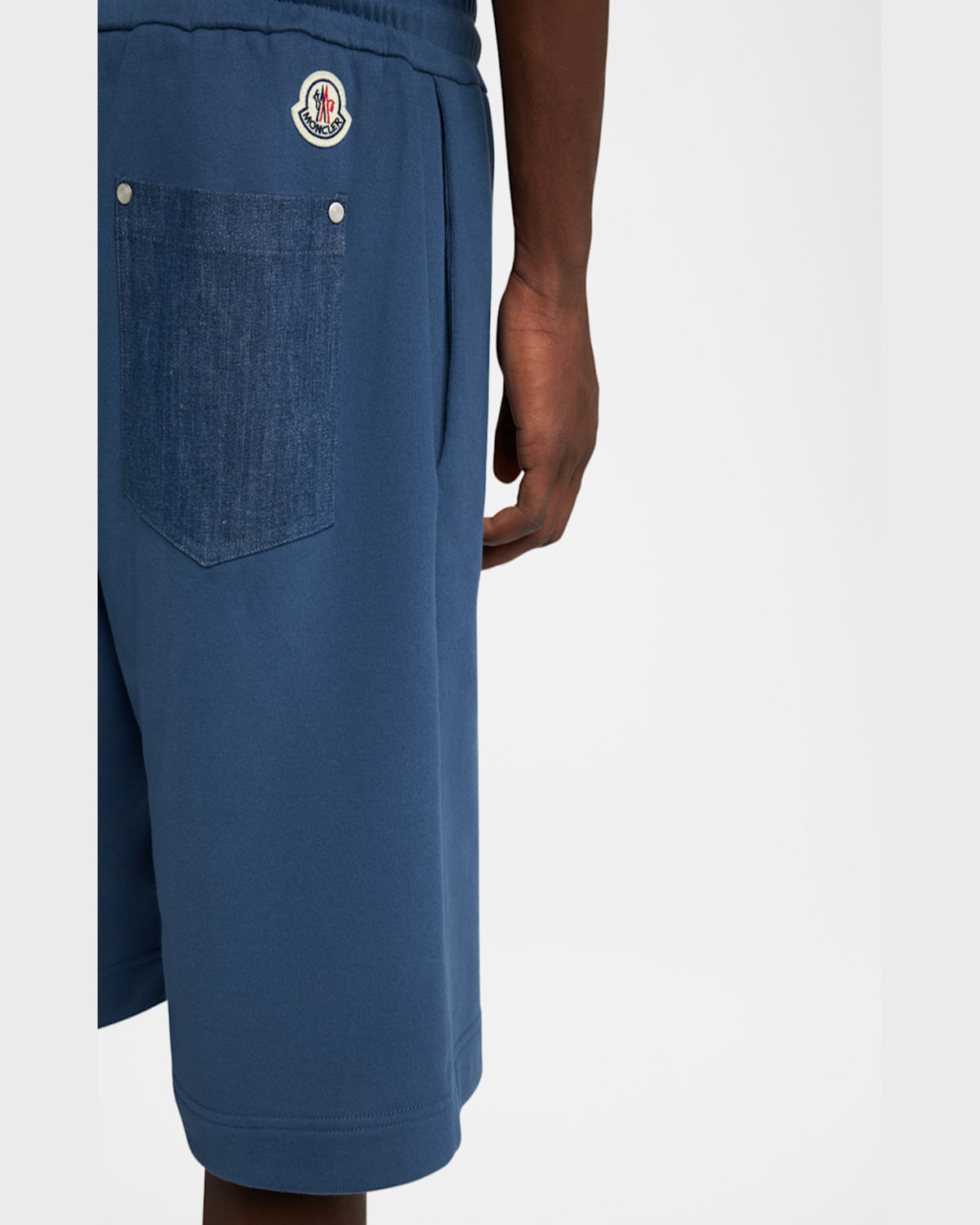 Moncler Men's Fleece Drawstring Shorts In Light Blue