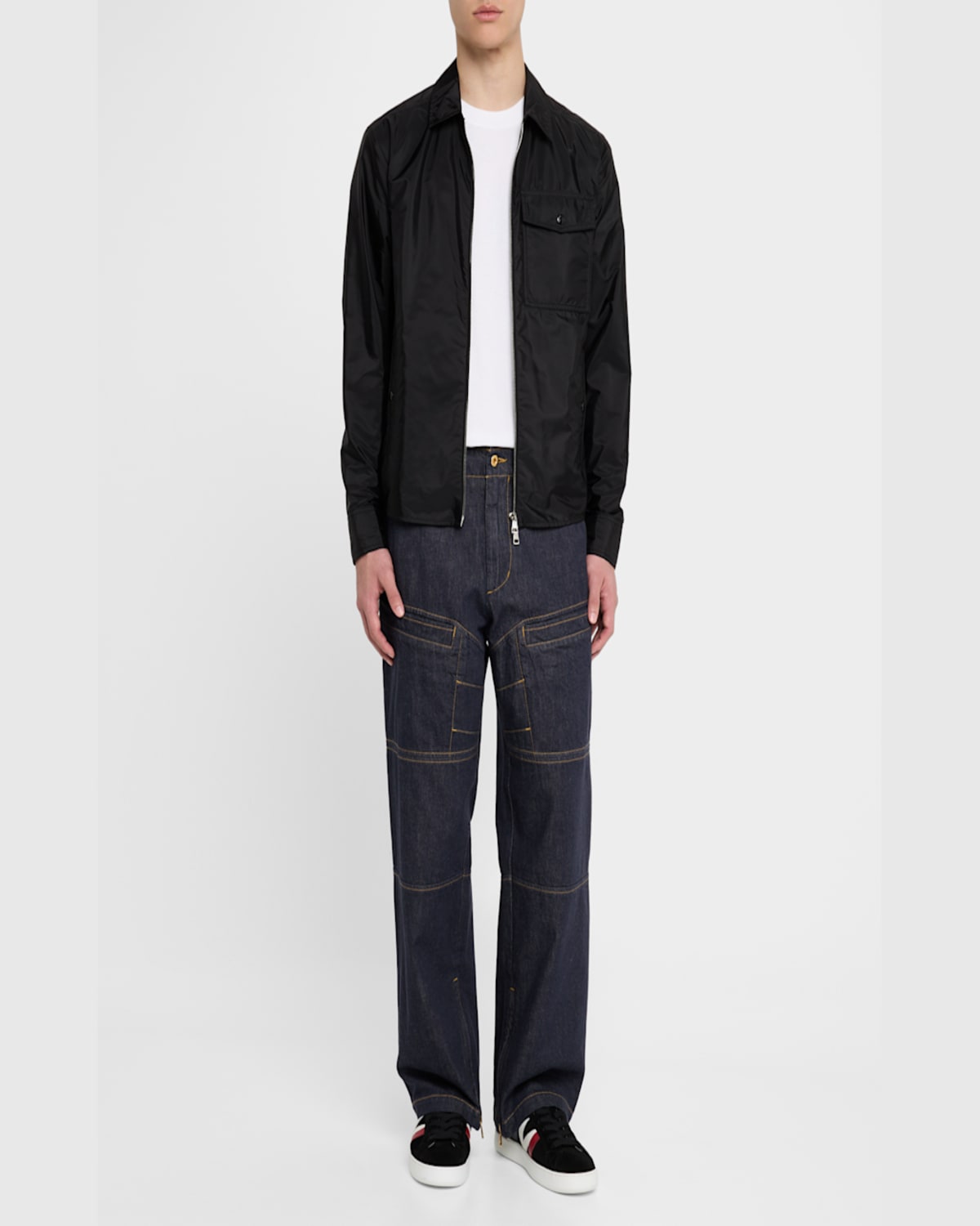 Moncler Denim Shirt In Black
