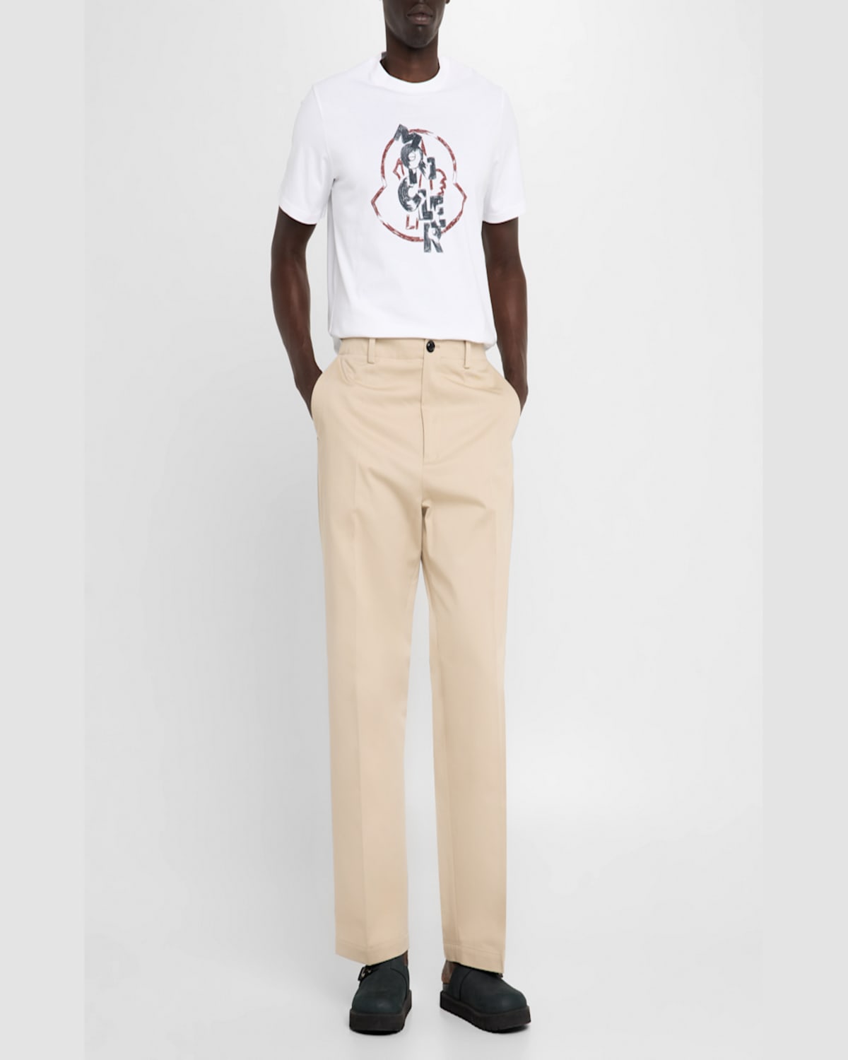 Moncler Genius X Frgmt Men's Embroidered Twill Trousers In Medium Beige