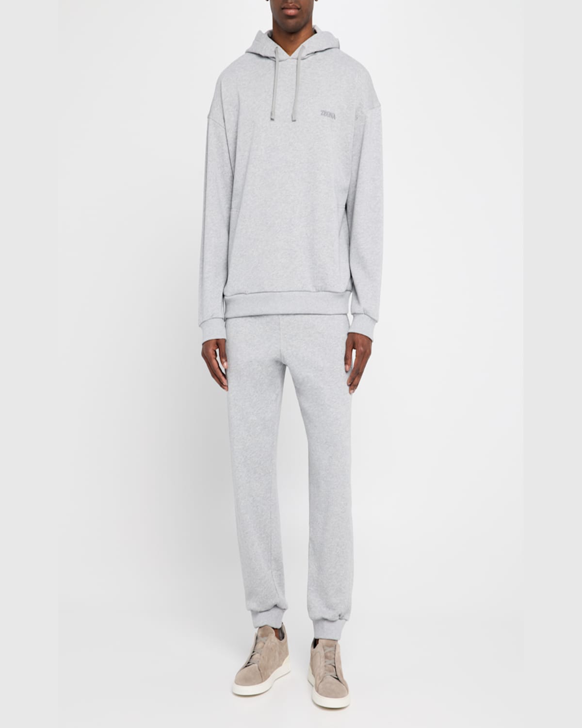 Zegna Logo-embroidered Track Pants In Grey