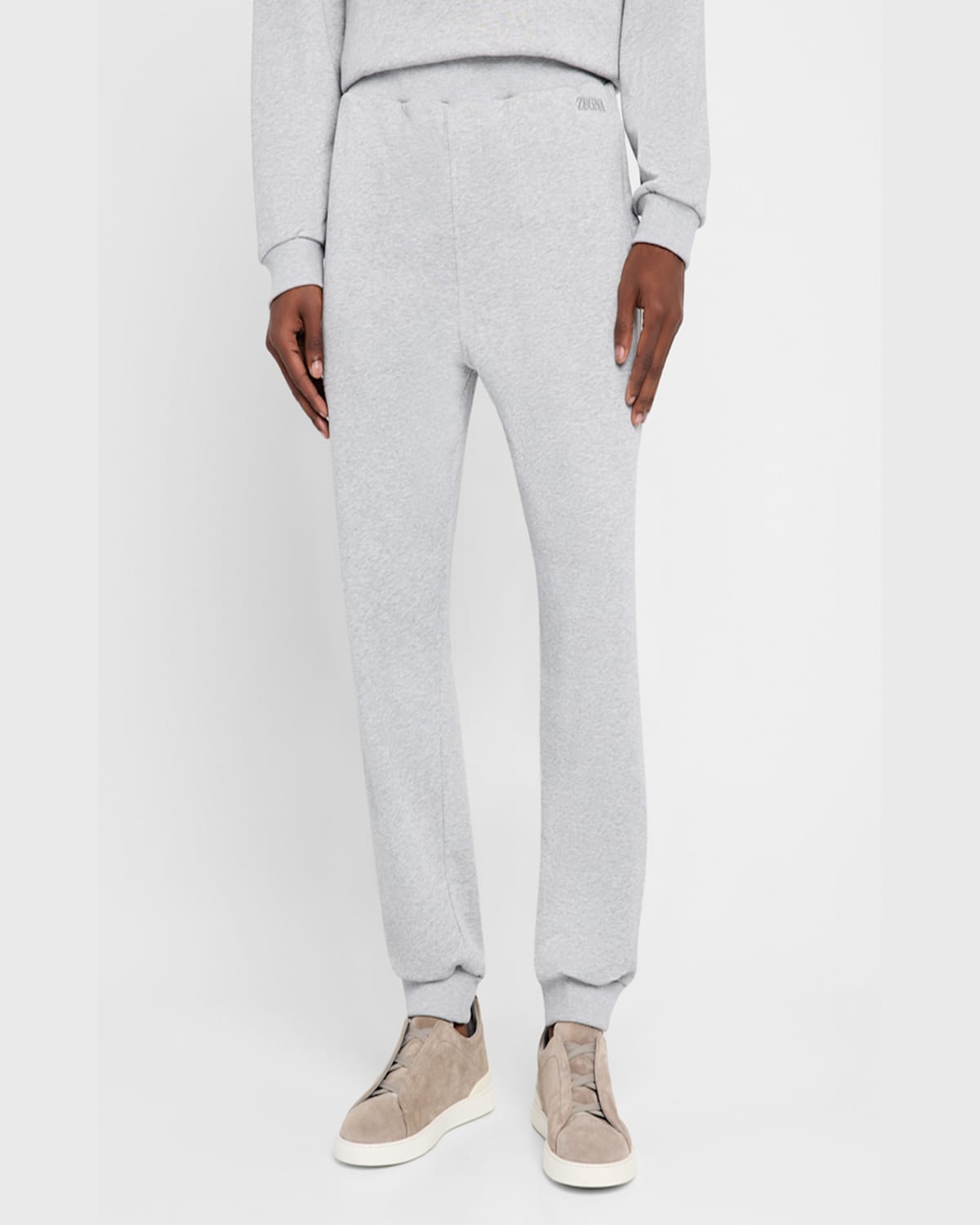 Zegna Logo-embroidered Track Pants In Grey