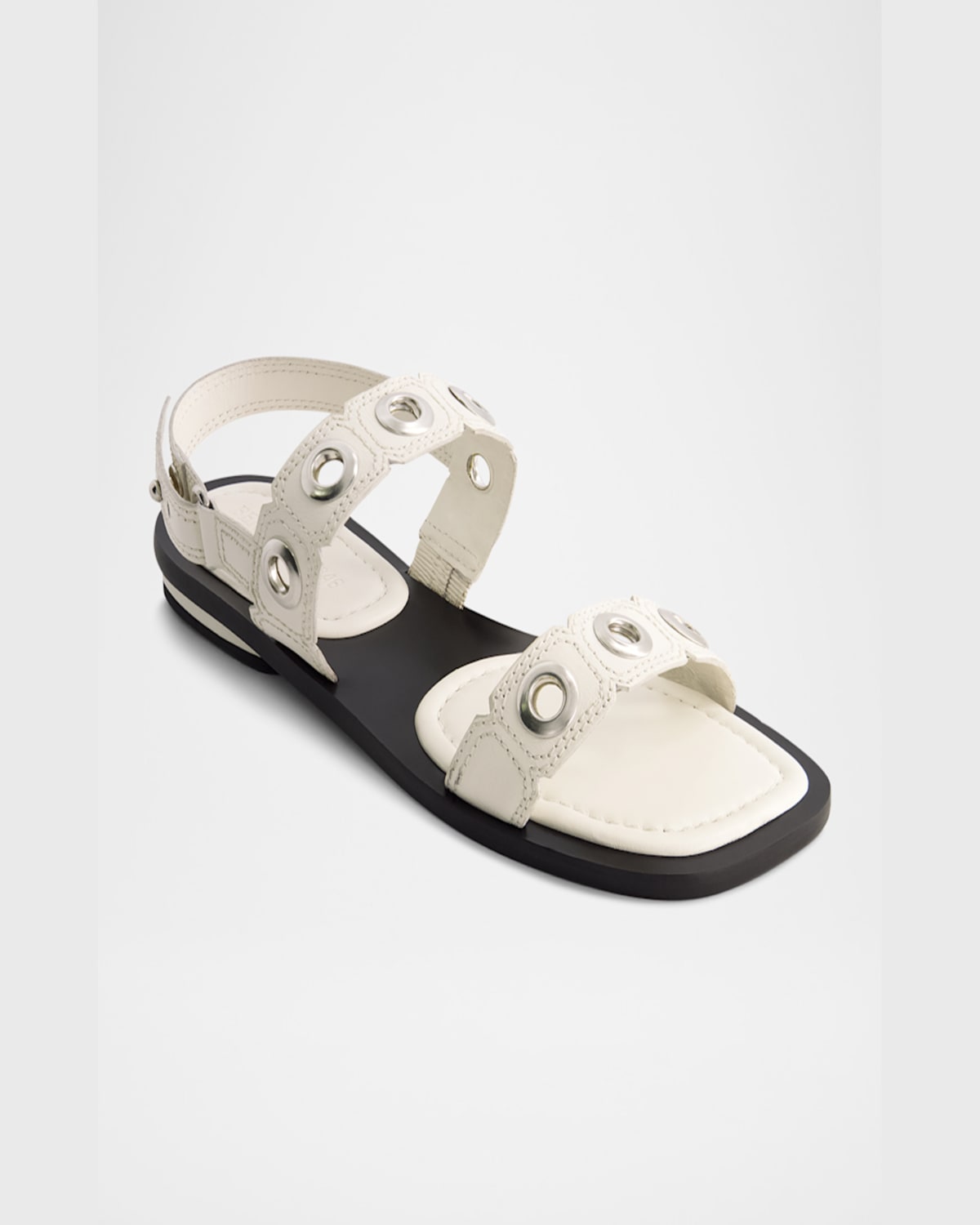 Bernardo 1946 Acro Leather Flat Slingback Sandals In Off White Glove Leather