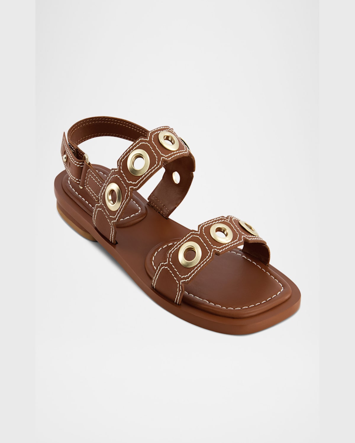 Bernardo 1946 Acro Leather Flat Slingback Sandals In Saddle Glove Leather