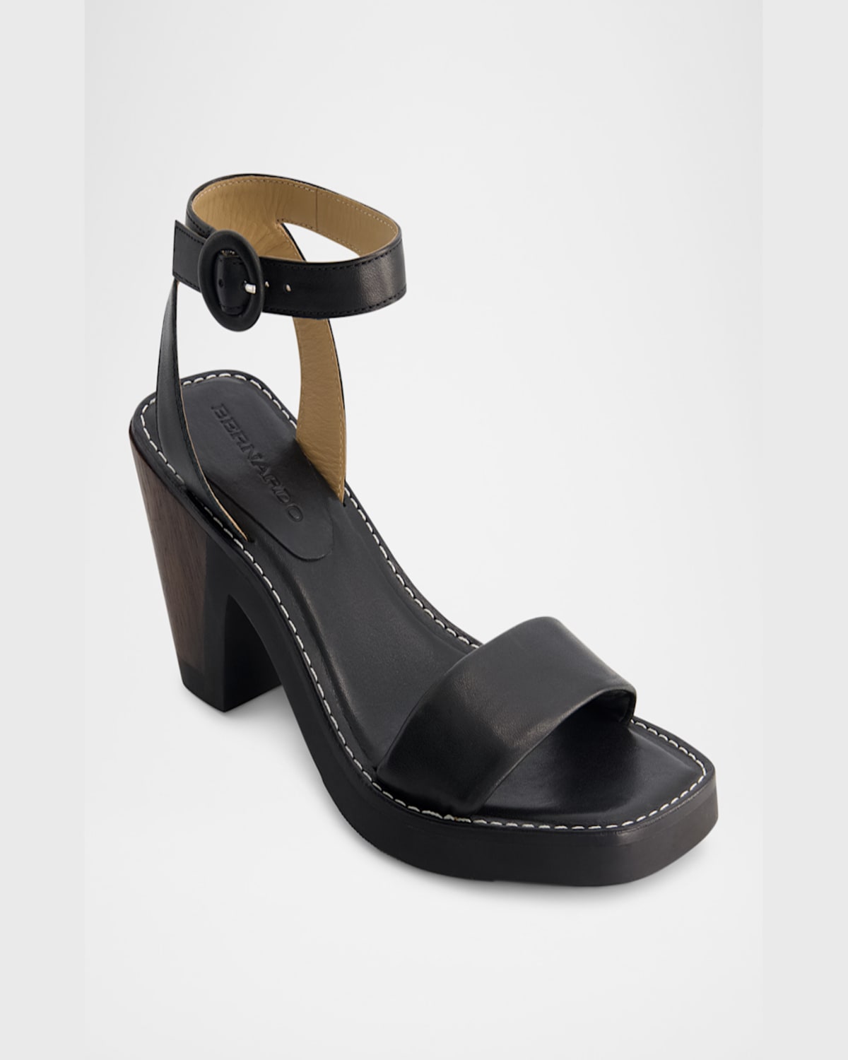 Bernardo Brisi Leather Ankle-strap Sandals In Black Glove Leather