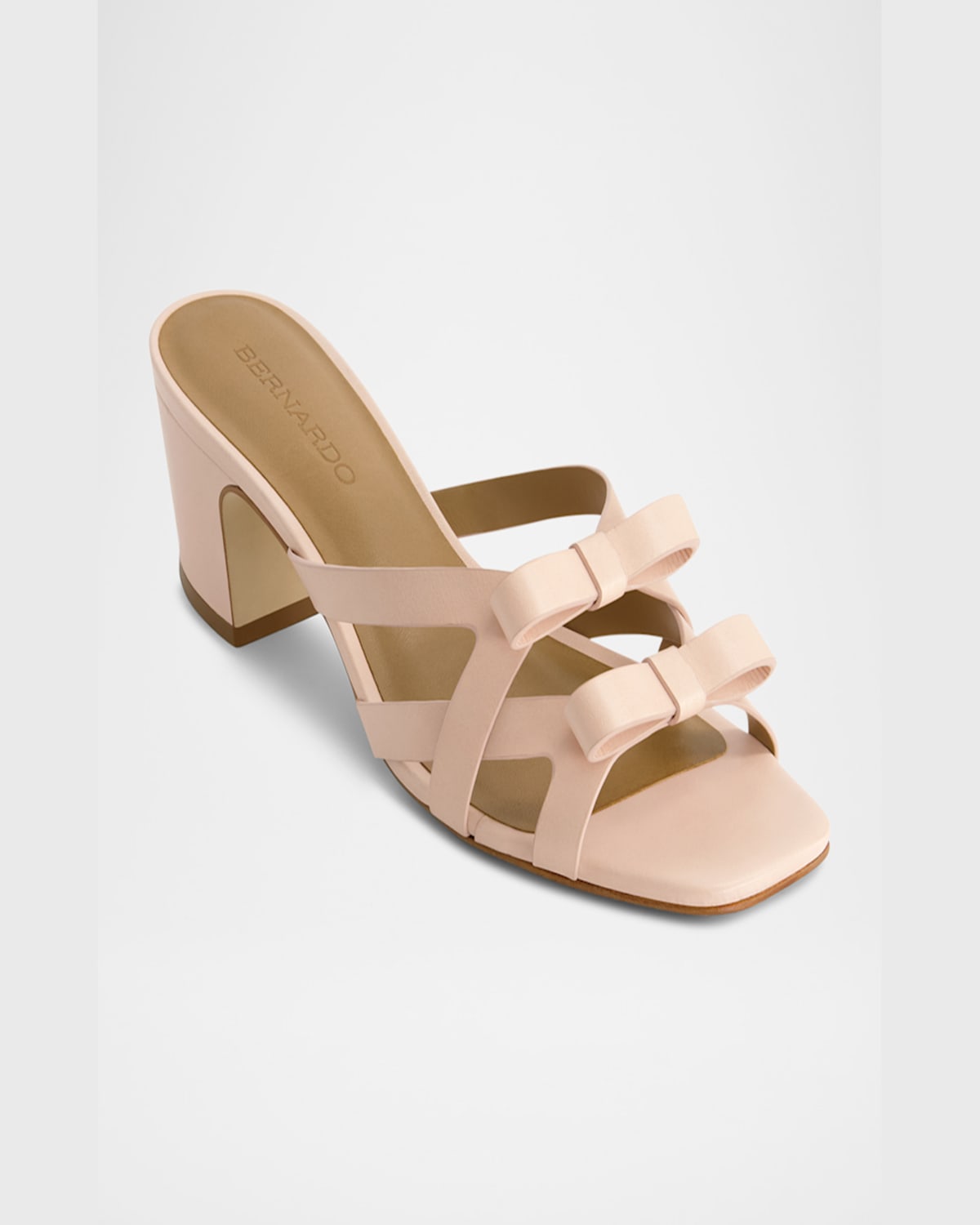 Bernardo Burgo Leather Bows Slide Sandals In Cipria Antique Calf