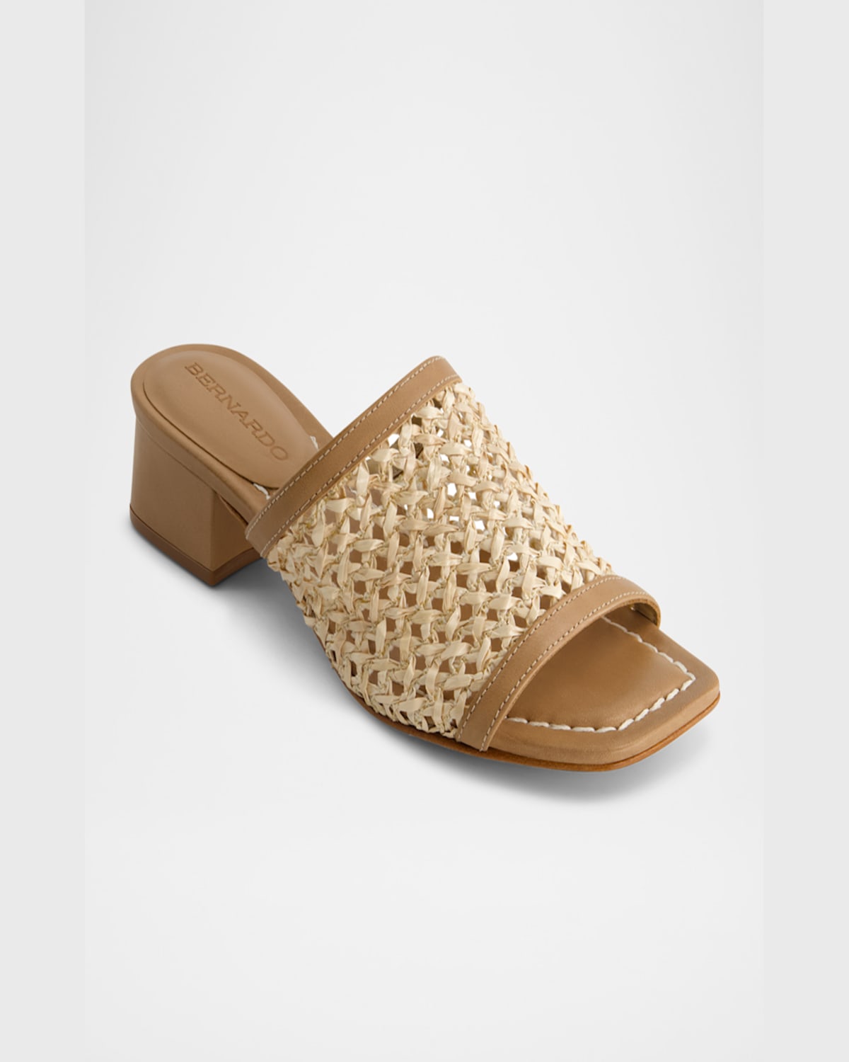 Bernardo Jenne Raffia Slide Sandals In Sand / Palha Antique Calf/woven Raffia
