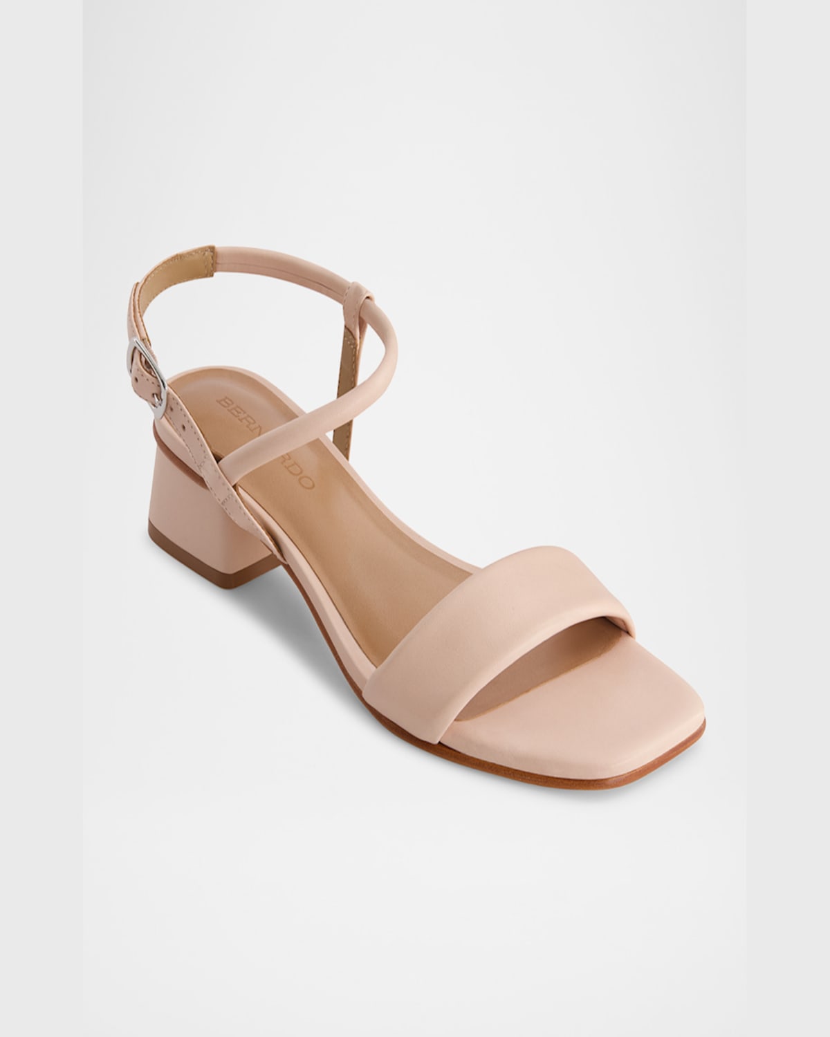 Shop Bernardo Josei Leather Ankle-strap Sandals In Cipria Glove Leather