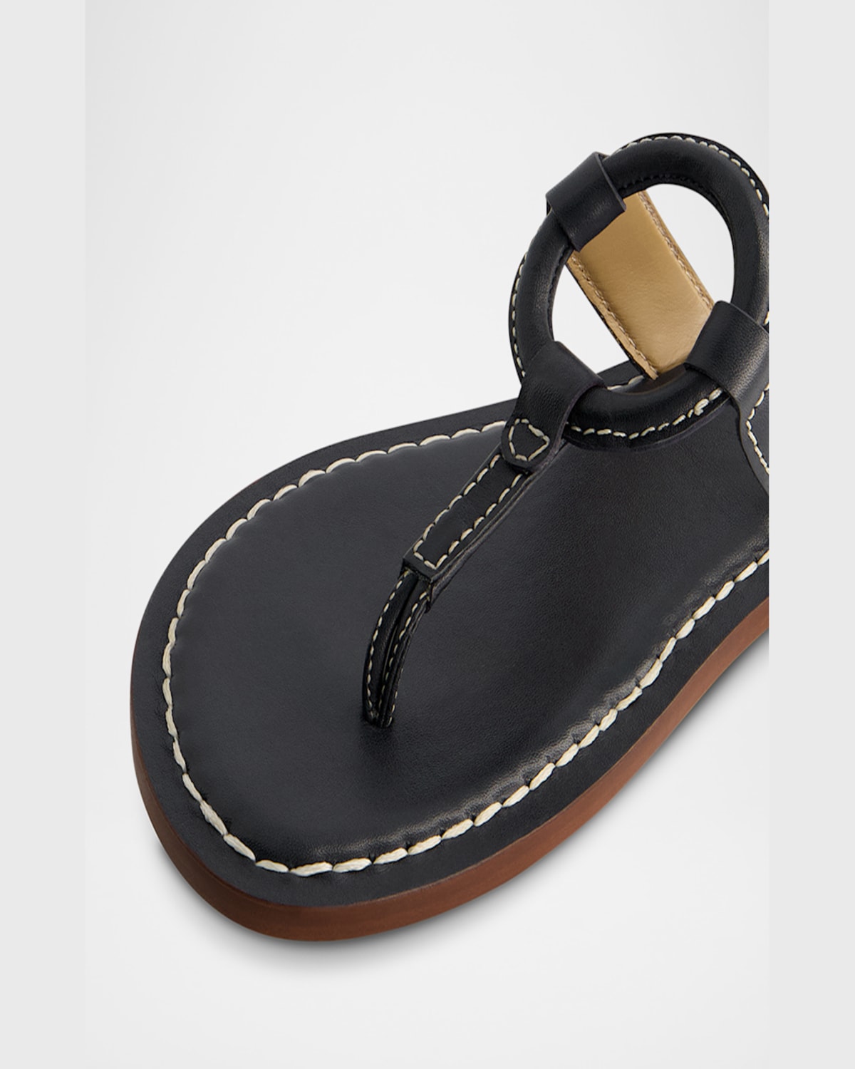 Shop Bernardo Matrix Leather Flat Thong Sandals In Navy Antinque Calf