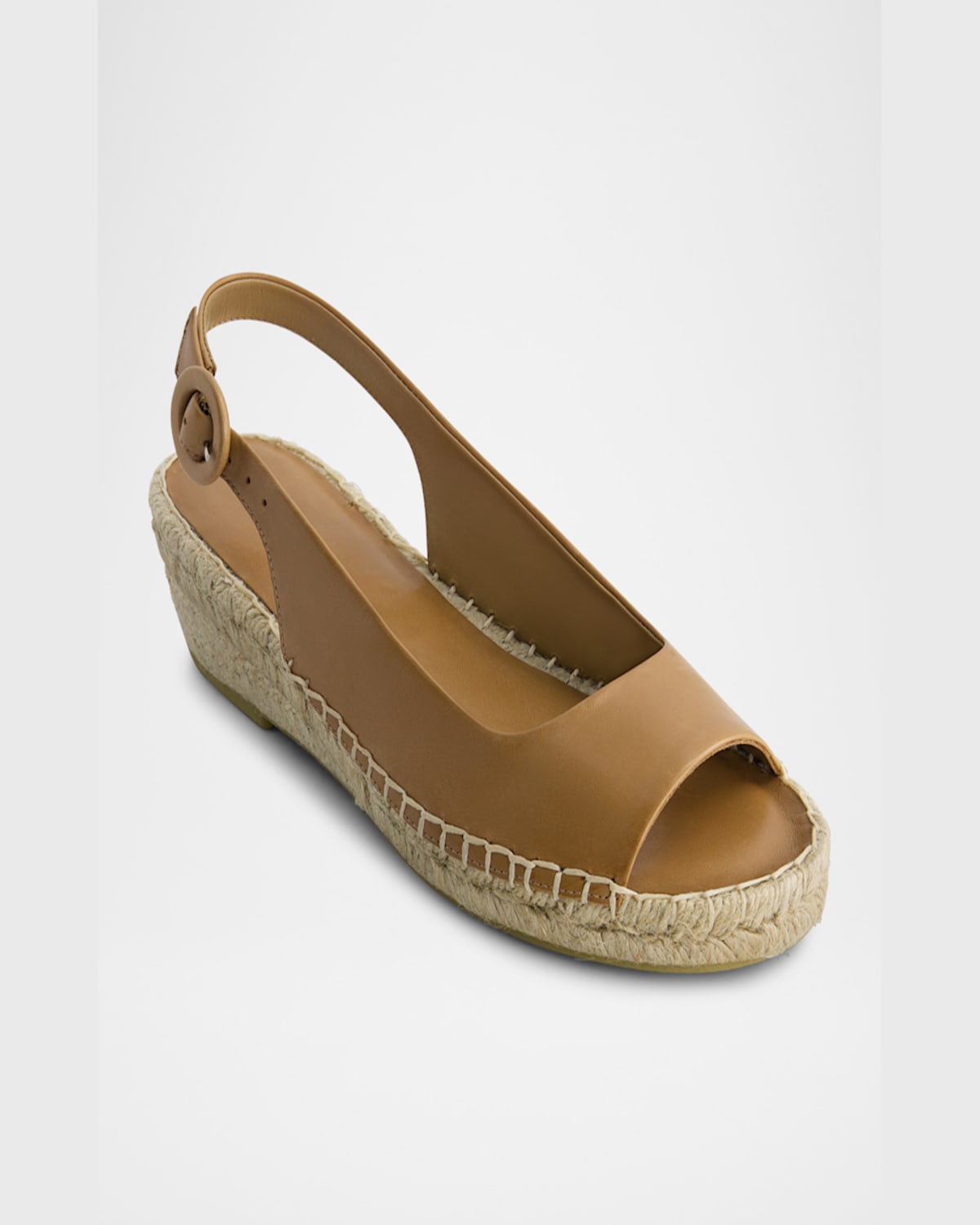 Bernardo Melila Leather Slingback Wedge Espadrilles In Sand Antique Calf