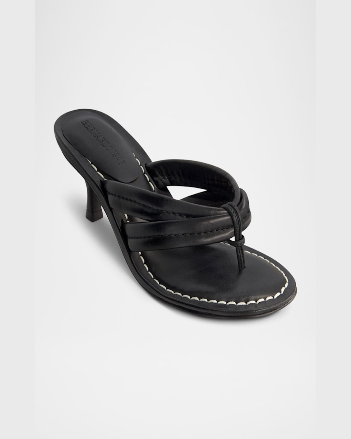 Bernardo 1946 Miami Kitten-heel Leather Mule Sandals In Black Glove Leather