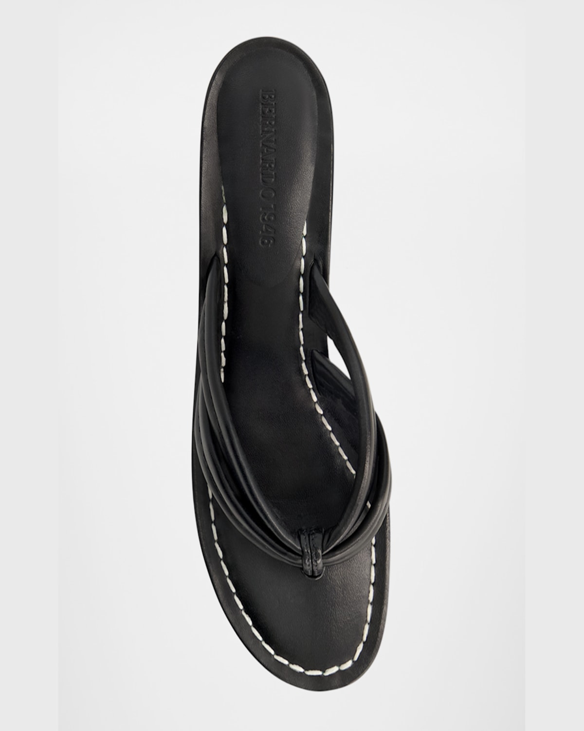 Bernardo 1946 Miami Kitten-heel Leather Mule Sandals In Black Glove Leather