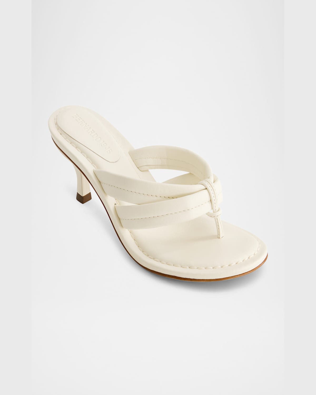 Bernardo 1946 Miami Kitten-heel Leather Mule Sandals In Off White Glove Leather
