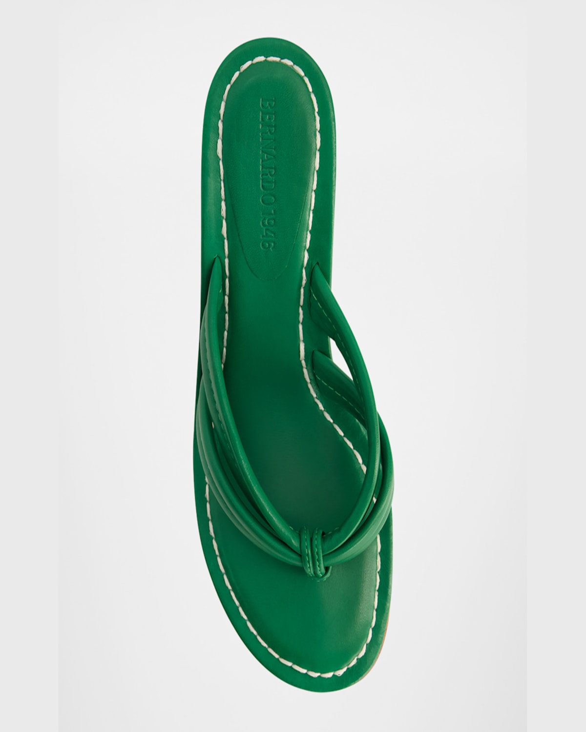 Bernardo 1946 Miami Kitten-heel Leather Mule Sandals In Green Glove Leather