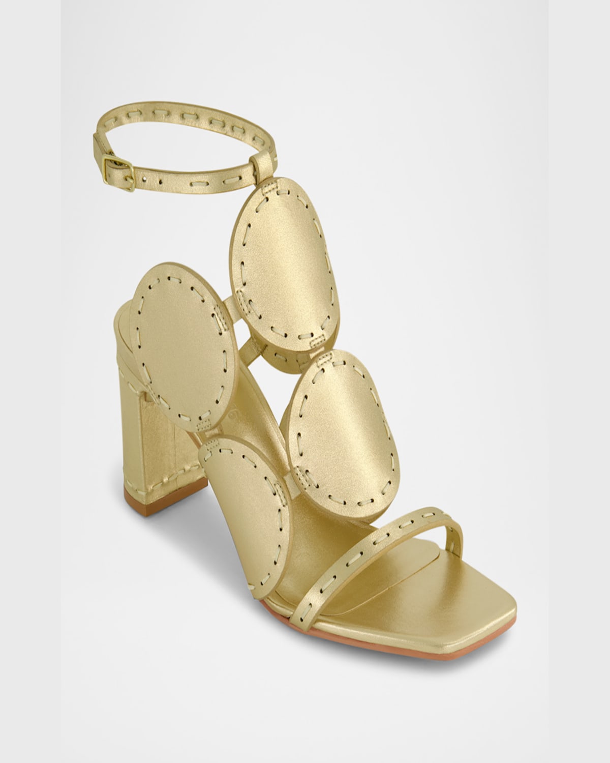 Bernardo 1946 New Moon Circle Metallic Leather Sandals In Light Gold Metallic Vachetta Leather