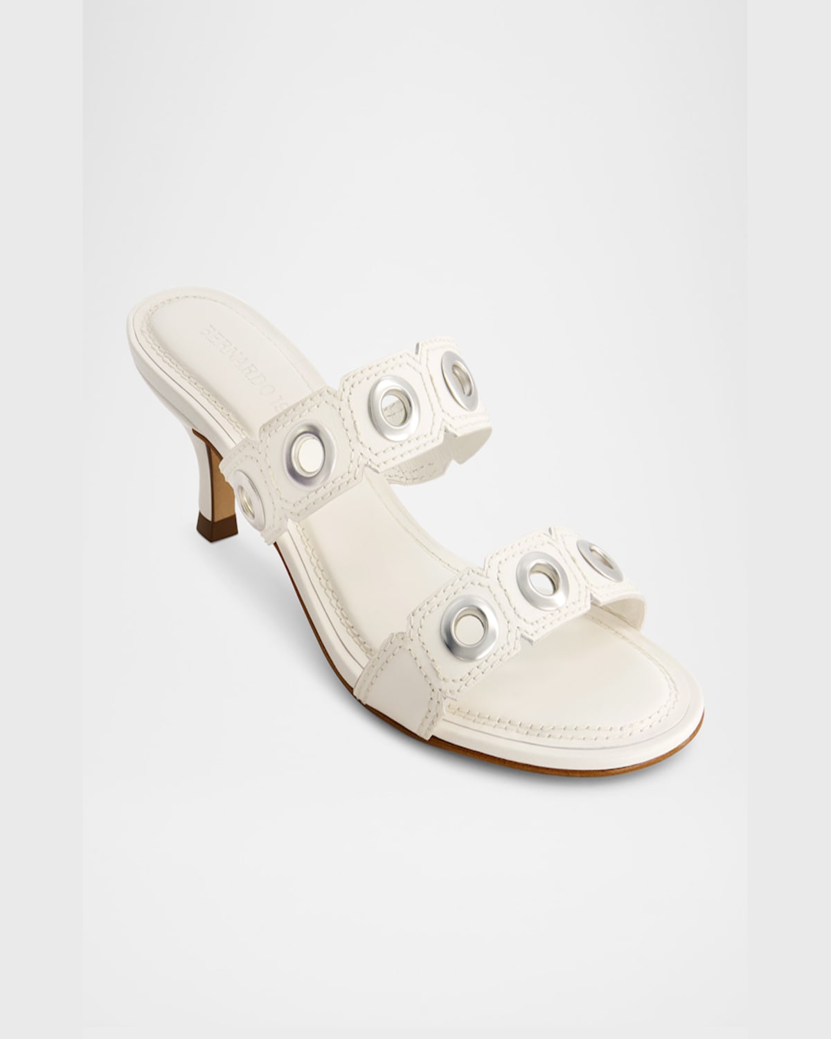 Bernardo 1946 Patra Leather Dual-band Slide Sandals In Off White Glove Leather