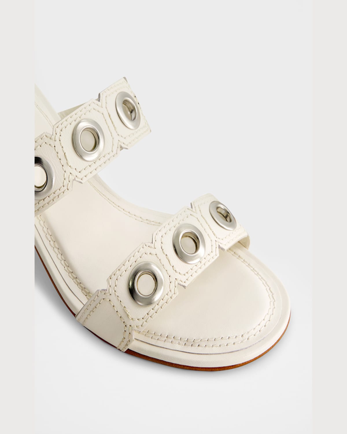 Bernardo 1946 Patra Leather Dual-band Slide Sandals In Off White Glove Leather