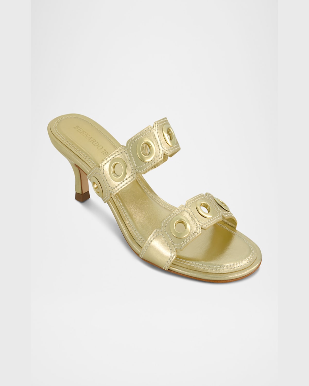 Bernardo 1946 Patra Metallic Dual-band Slide Sandals In Light Gold Metallic Glove Leather