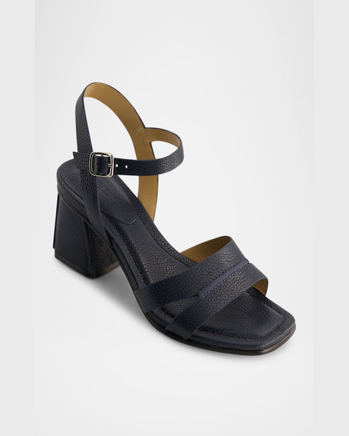 Shop Bernardo Tarra Leather Ankle-strap Sandals In Navy Tumbled Calf