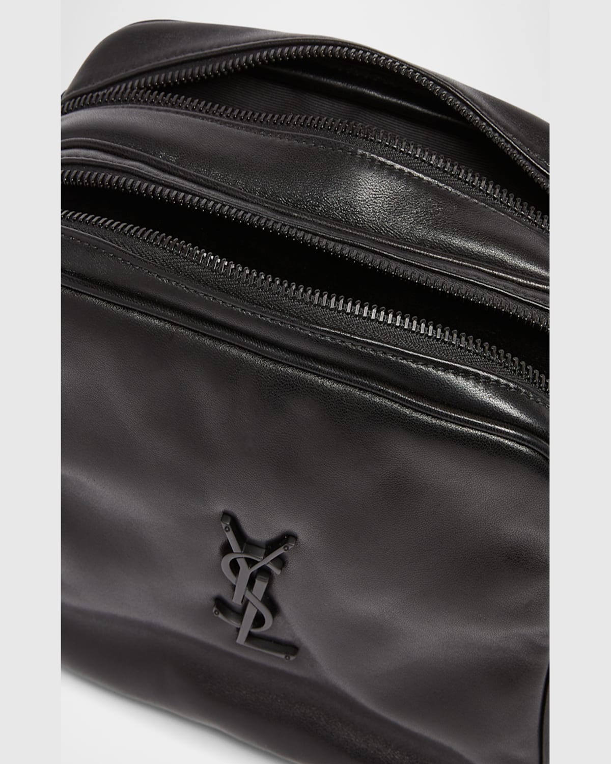 Saint Laurent Men's Niki Ysl Cube Camera Bag In Leather In Nero