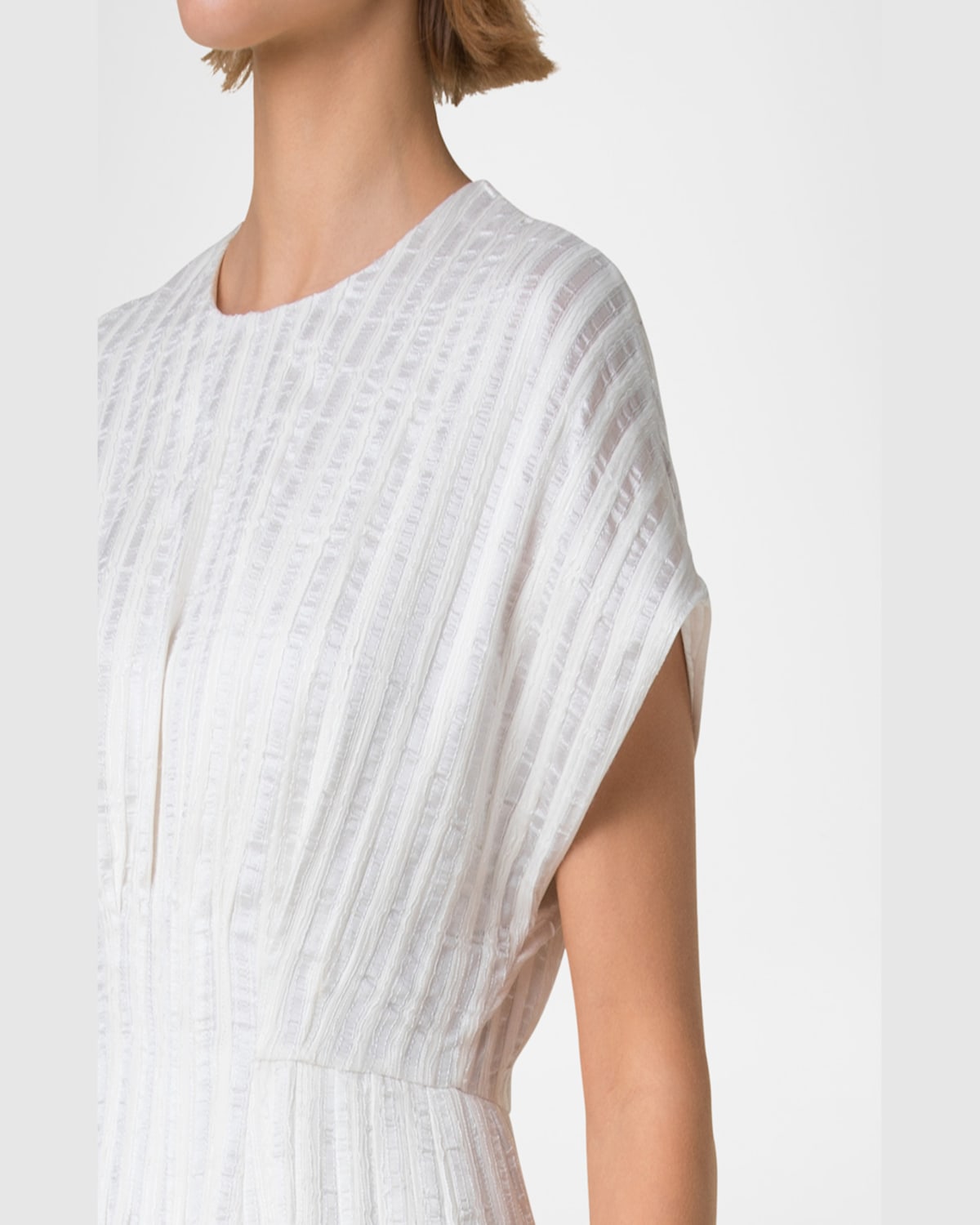 Akris Textured Silk Bubble-hem Mini Dress In Ecru