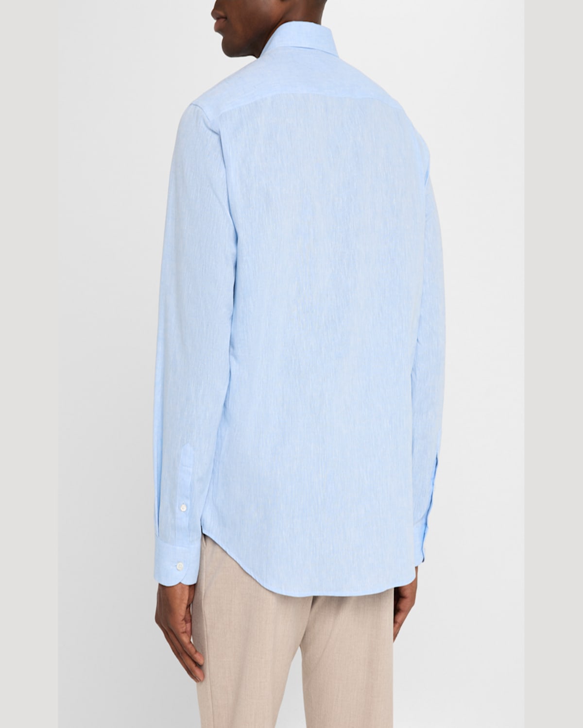 Emporio Armani Men's Linen And Cotton Sport Shirt In Blue