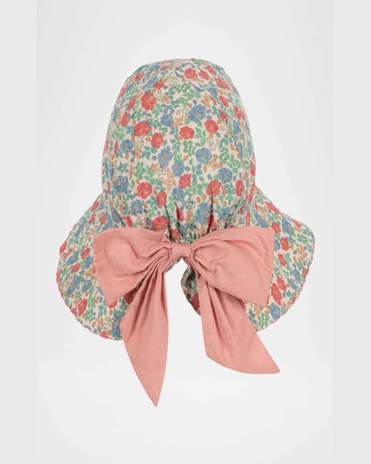 Konges Slojd Girl's Elin Floral-print Bow Sun Hat In Fiola