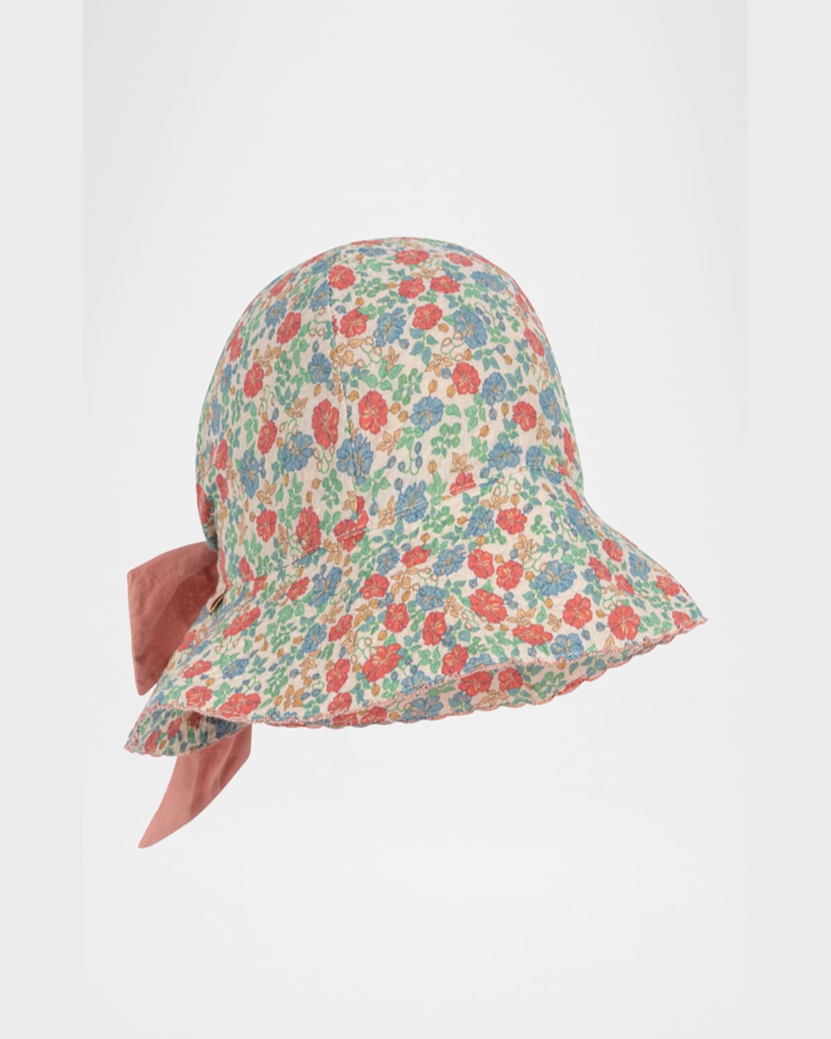 Konges Slojd Girl's Elin Floral-print Bow Sun Hat In Fiola