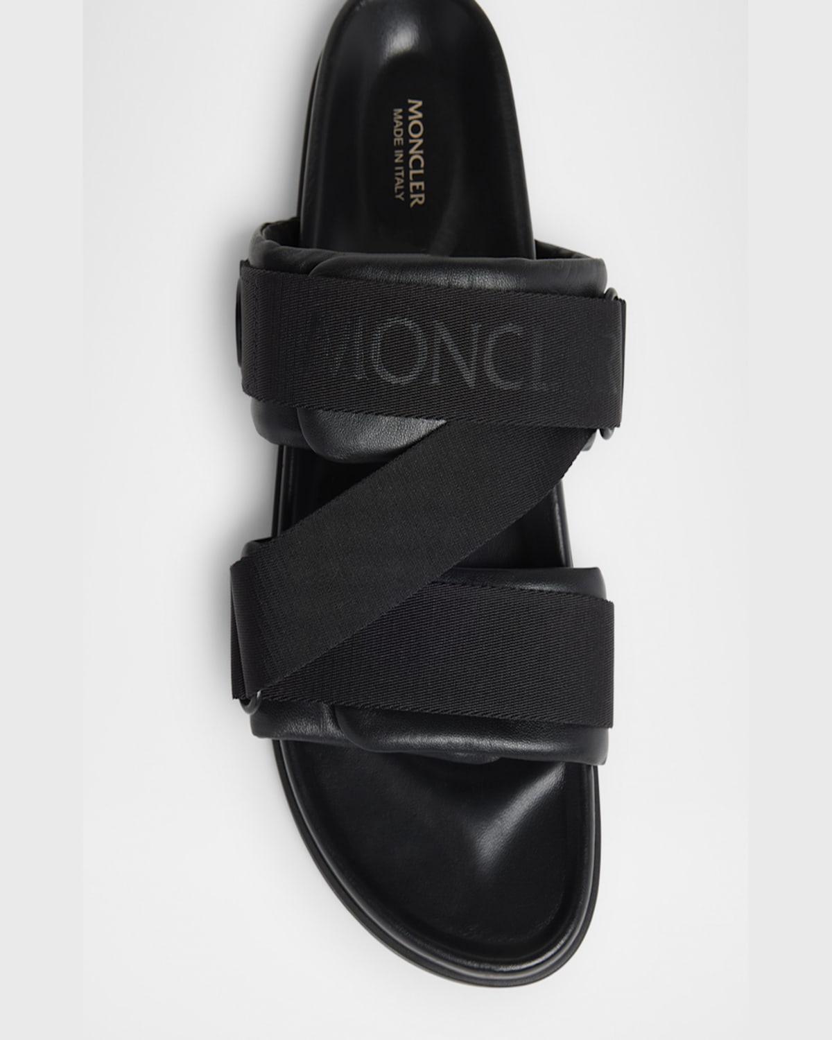 Moncler Logo-jacquard Rubber Sliders In Black