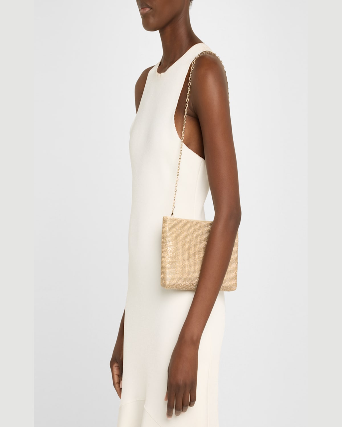 Whiting & Davis Lainey Mesh Brass Clutch Bag In Gold