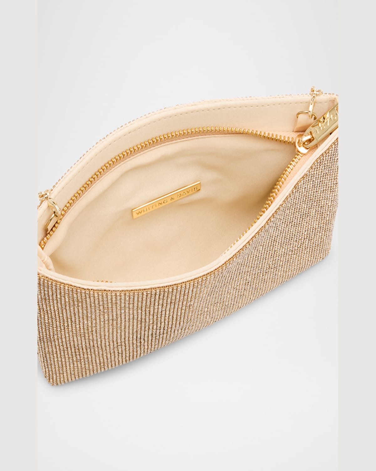 Whiting & Davis Lainey Mesh Brass Clutch Bag In Gold